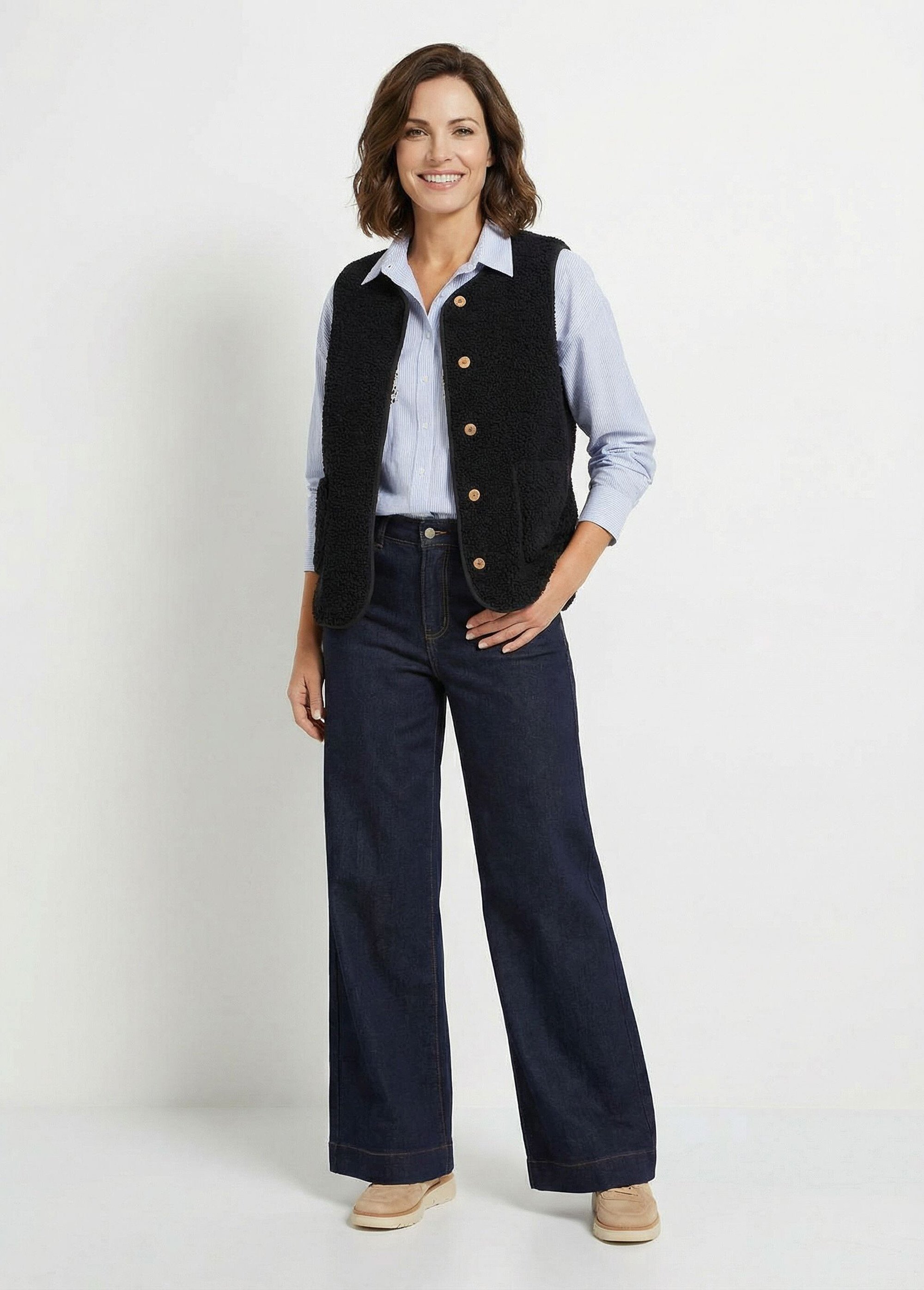 Veste sans manches en sherpa intérieur velouté Femme Bleu TERRY SF1