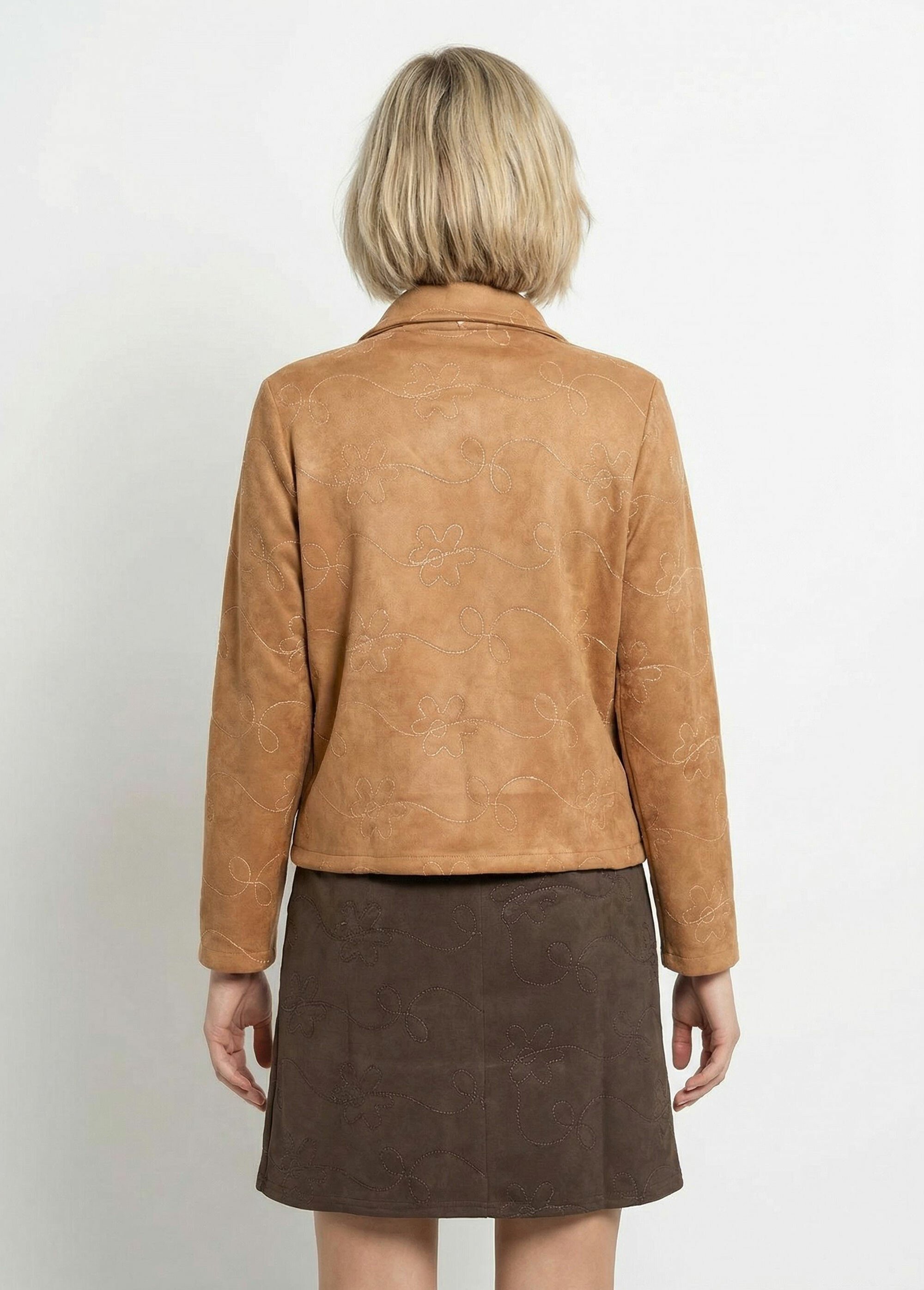 Veste zippée style motard, simili cuir