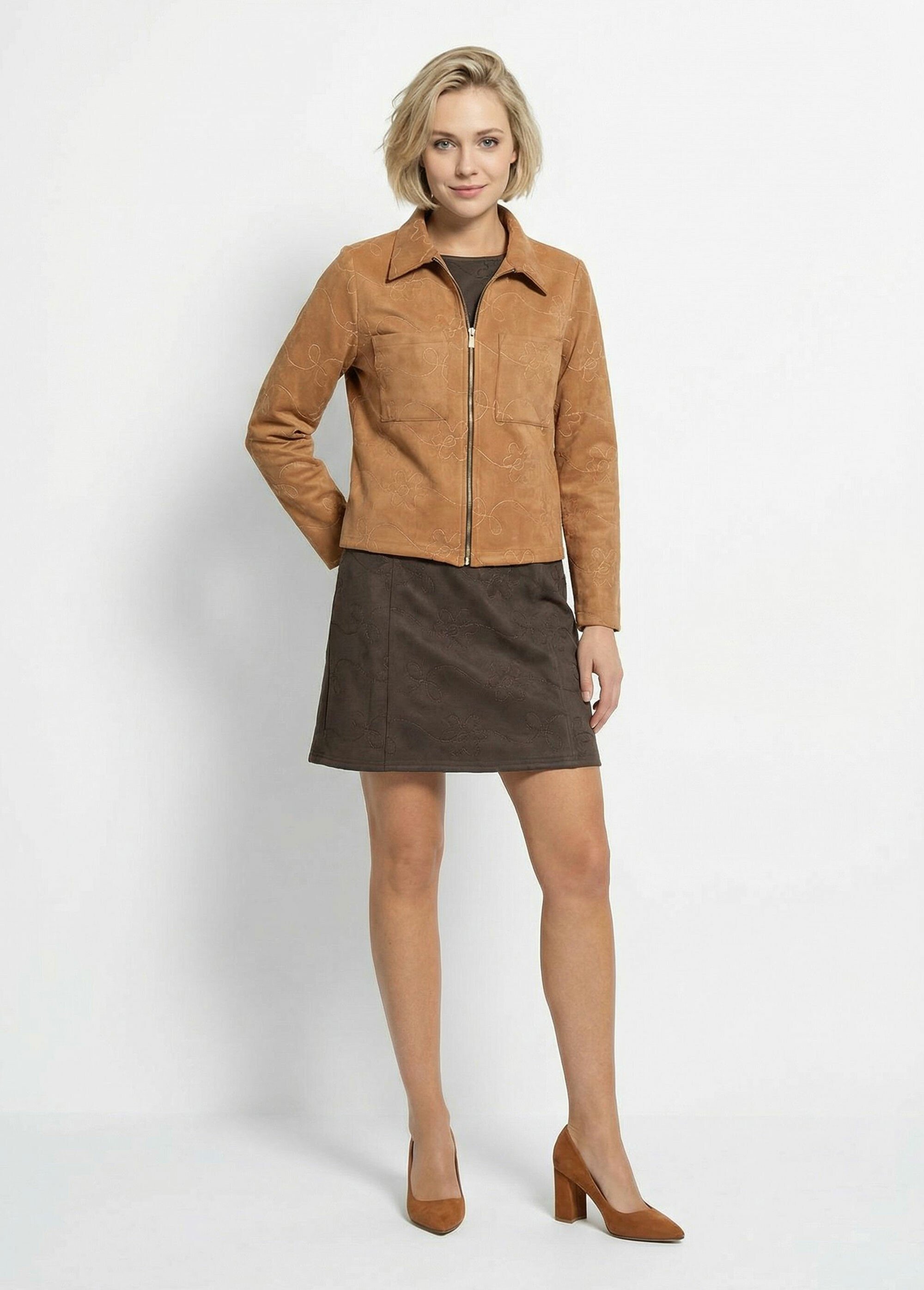 Veste zippée style motard, simili cuir Femme Marron TM-VINEBRO SF1