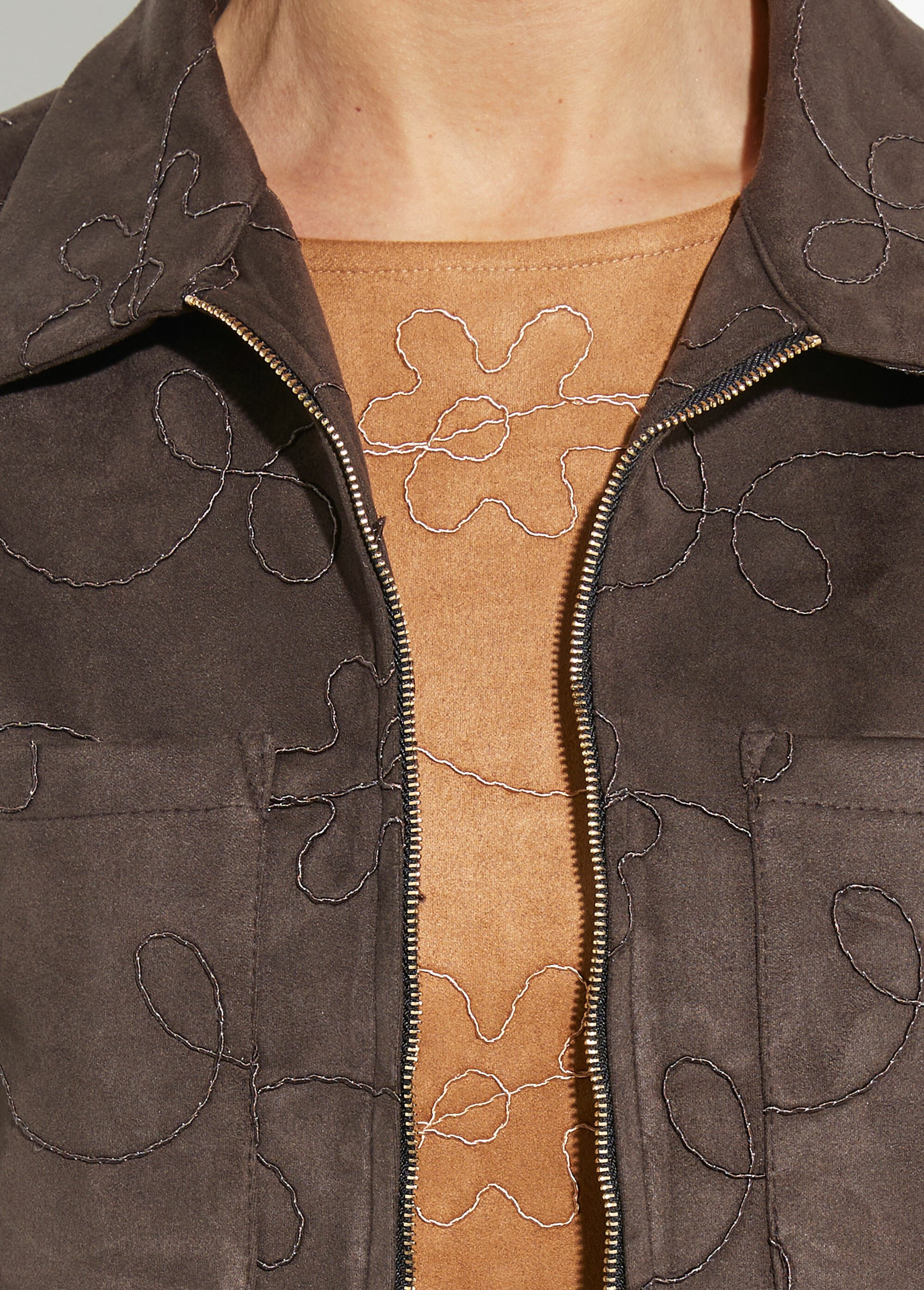 Veste zippée style motard, simili cuir Femme Marron TM-VINEBRO DE1