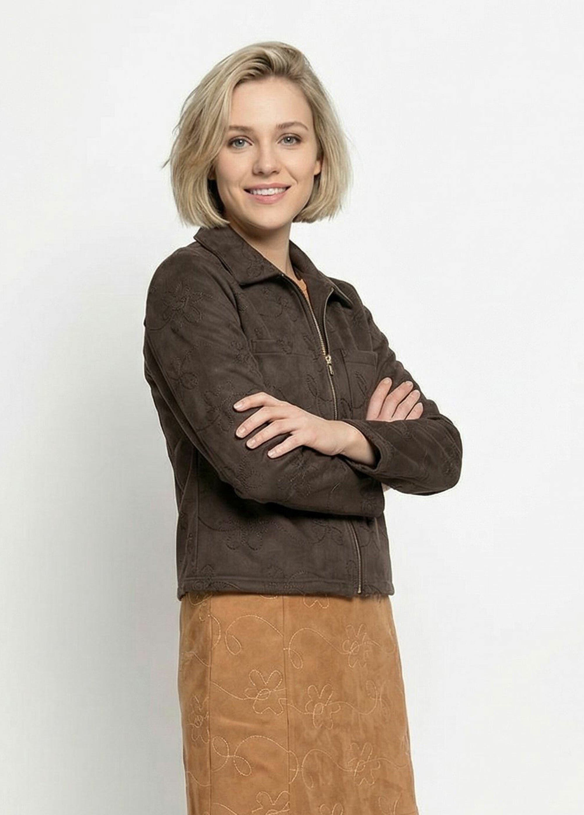 Veste zippée style motard, simili cuir Femme Marron TM-VINEBRO MV1