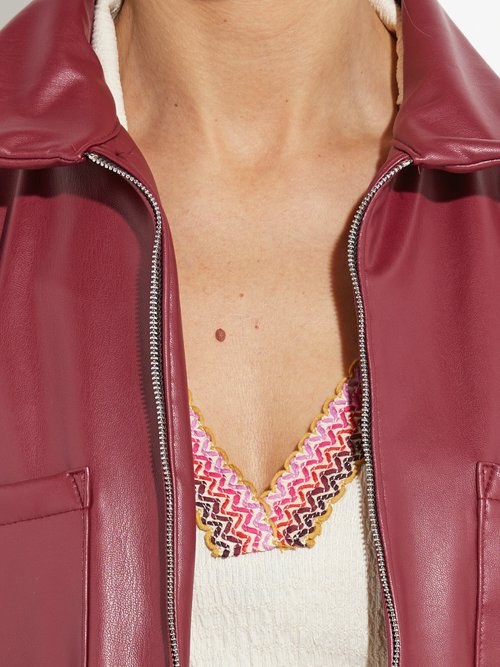 Veste zippée style motard, simili cuir Femme Rouge TM-VINECUIR DE1