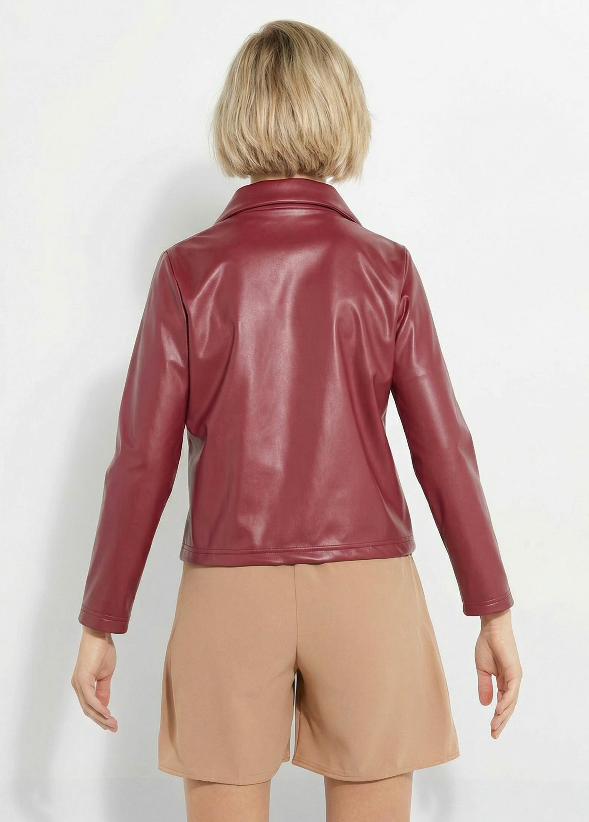 Veste zippée style motard, simili cuir Femme Rouge TM-VINECUIR DO1