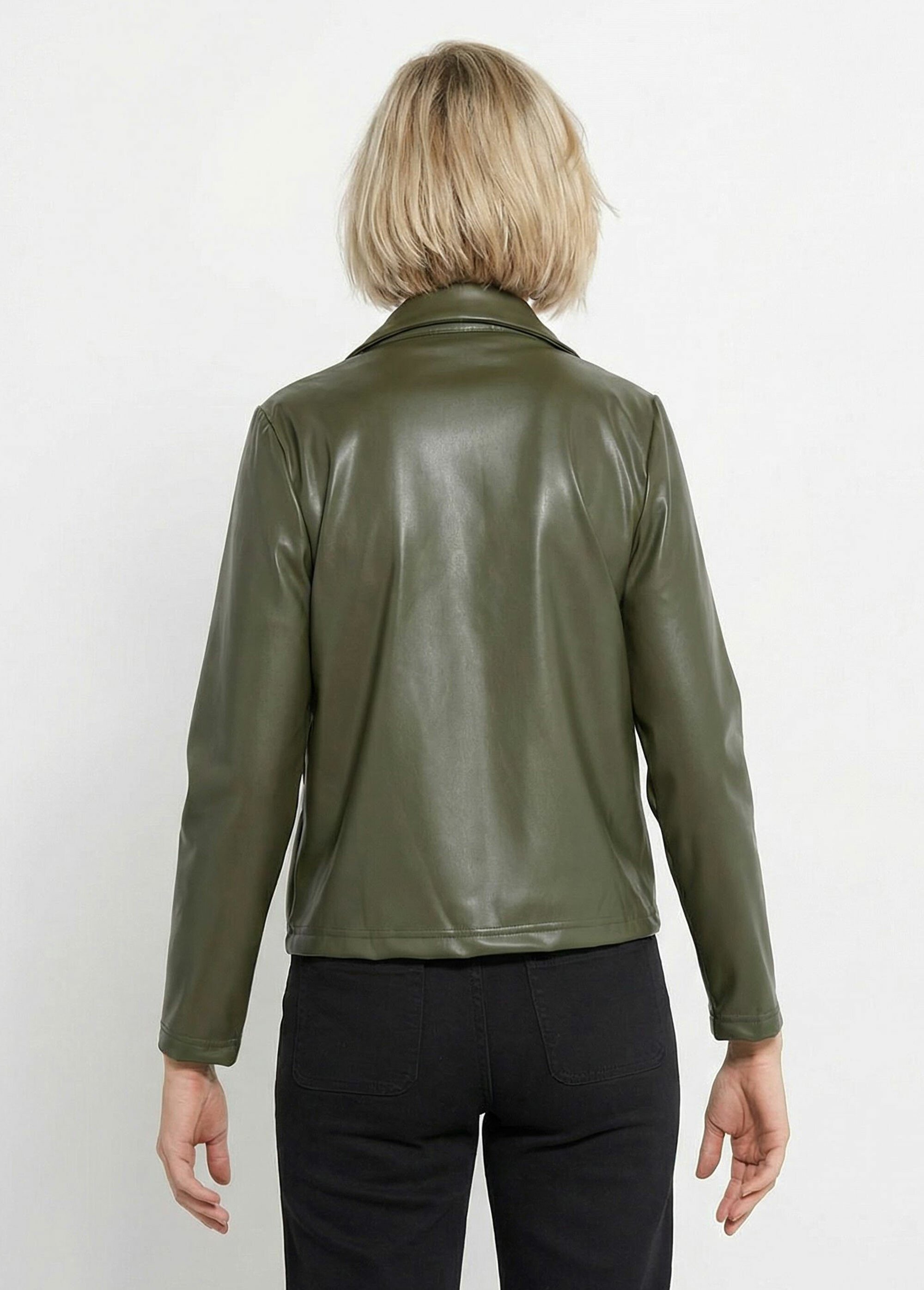 Veste zippée style motard, simili cuir Femme Vert TM-VINECUIR DO1