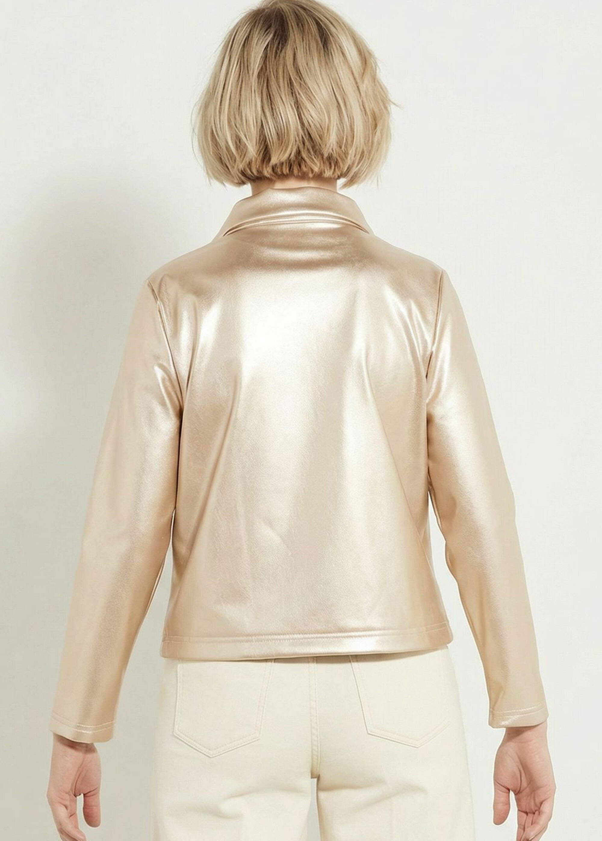 Veste zippée style motard, simili cuir