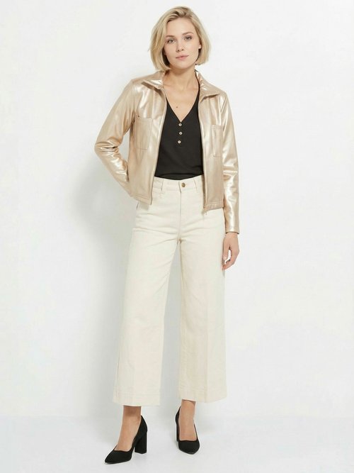 Veste zippée style motard, simili cuir Femme Doré TM-VINECUIR SF1