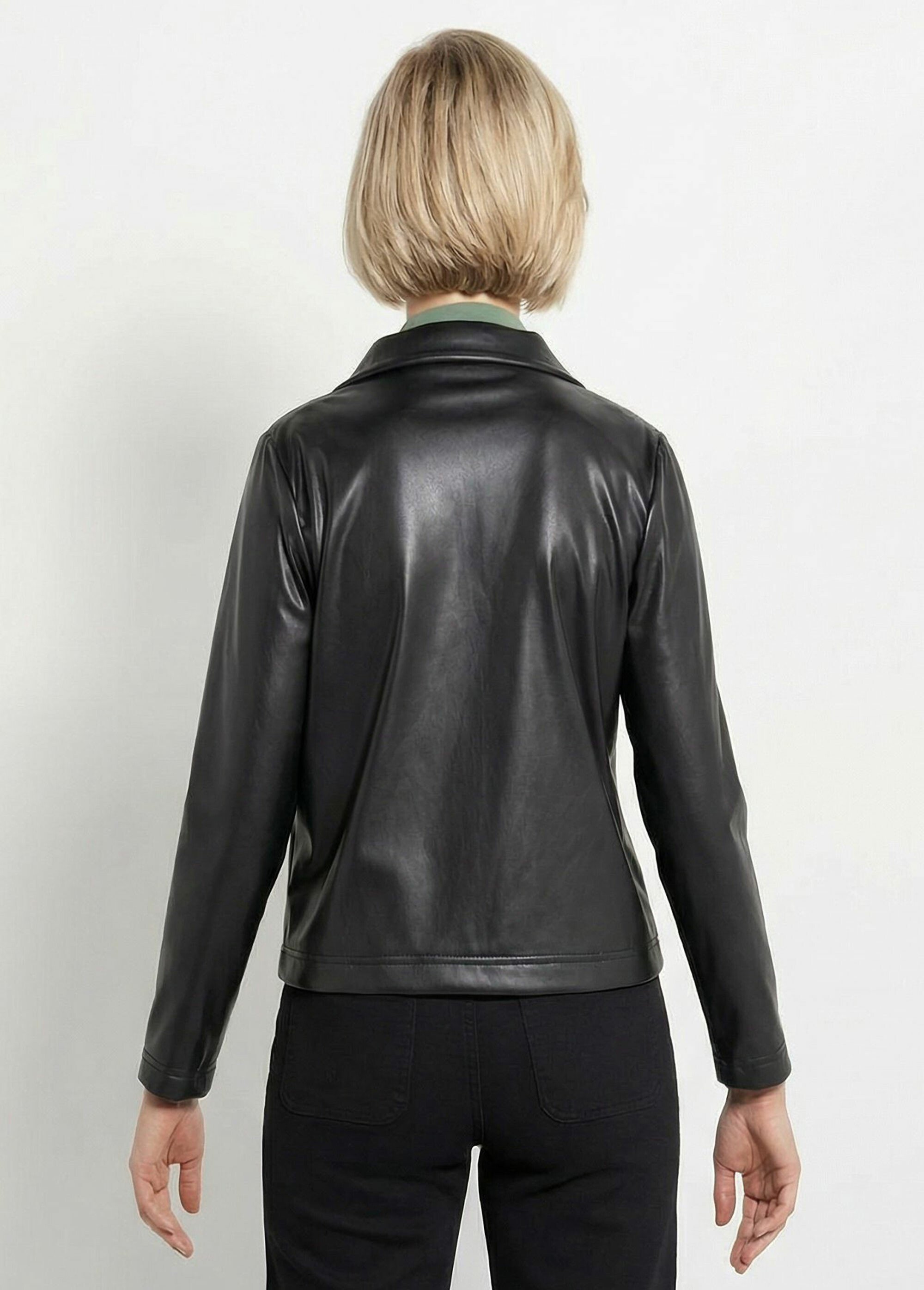 Veste zippée style motard, simili cuir Femme Noir TM-VINECUIR DO1