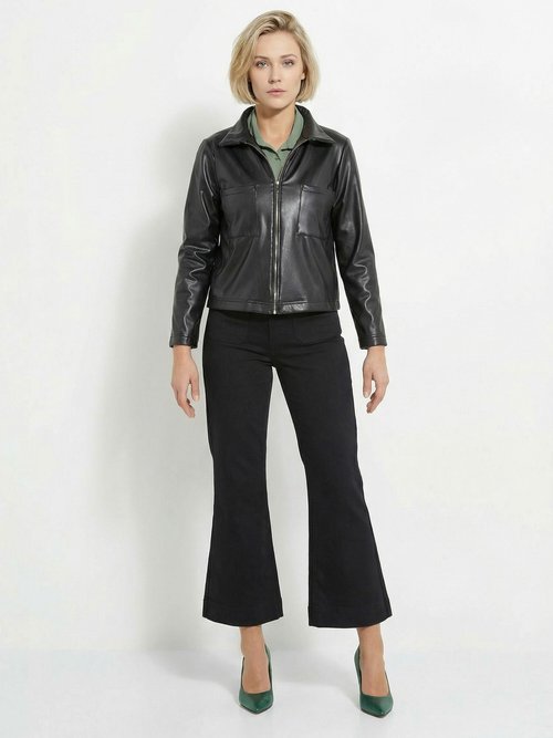 Veste zippée style motard, simili cuir Femme Noir TM-VINECUIR SF1