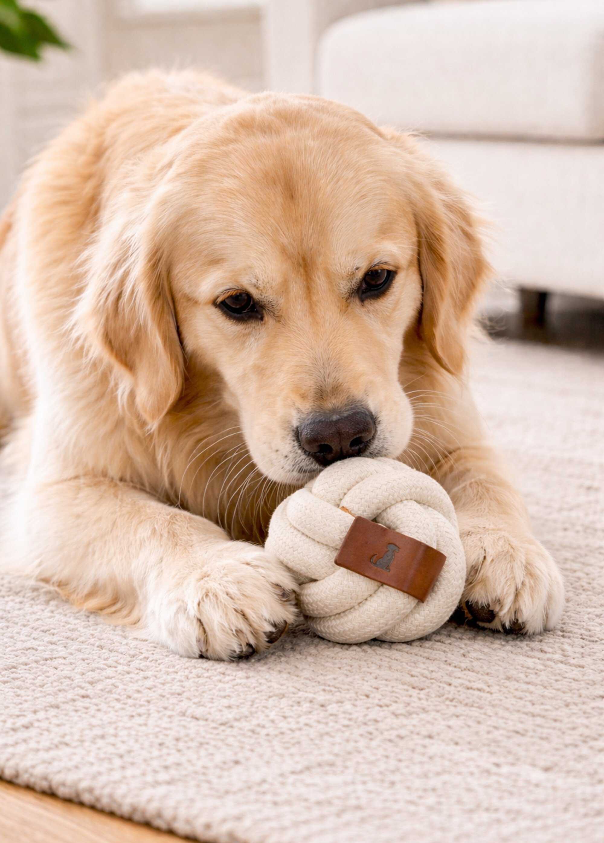 Balle de jeu en corde pour chien BEIGE KP-491012830 SI1