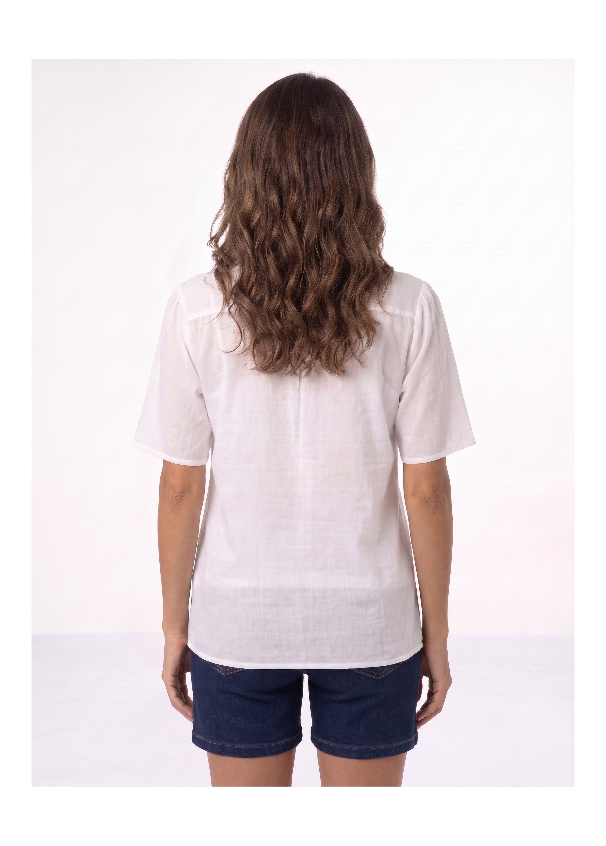 Blouse coton léger, broderies fluo Femme Blanc JS-TOP3769 DO1