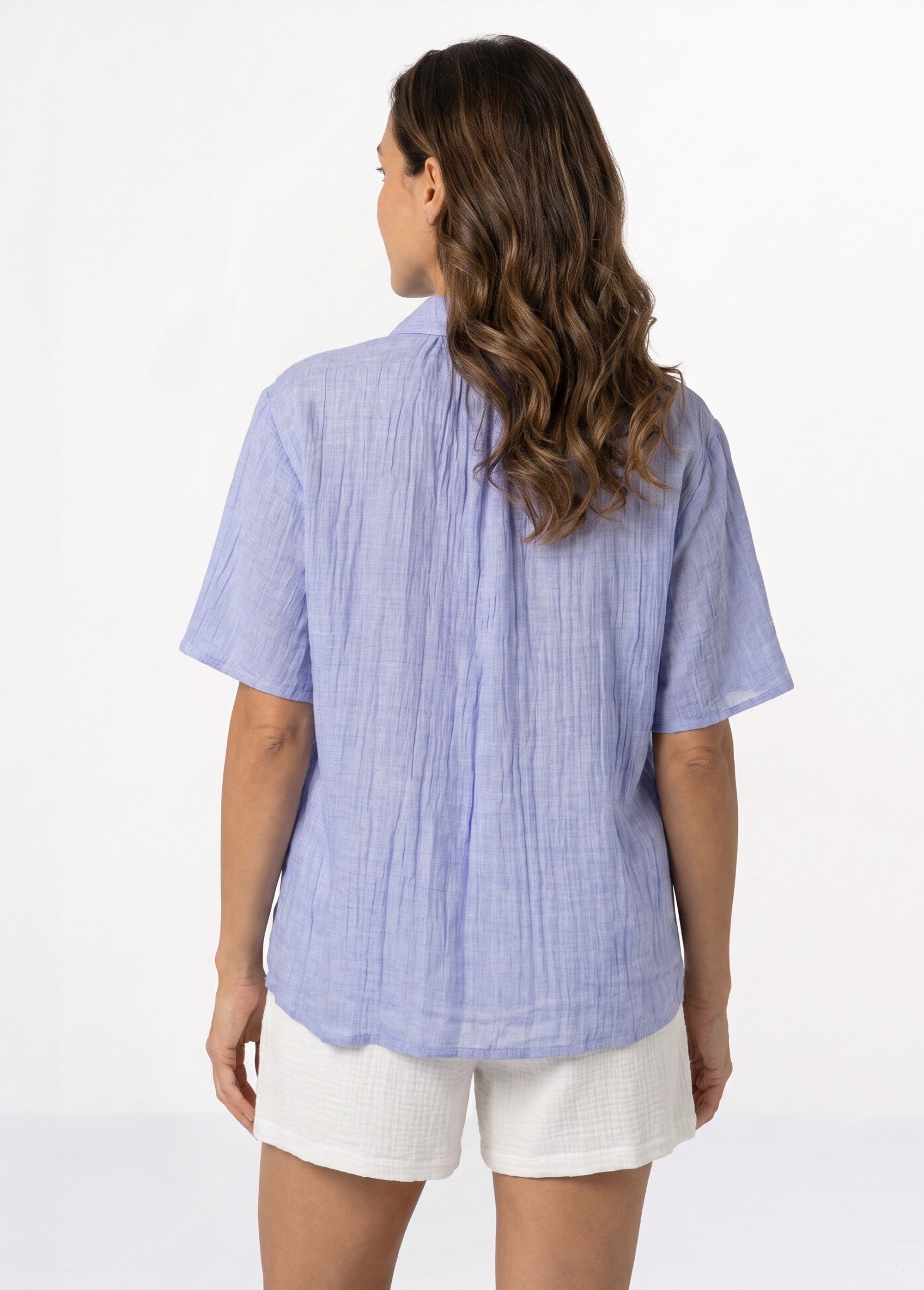 Blouse coton léger, broderies fluo Femme Bleu JS-TOP3769 DO1