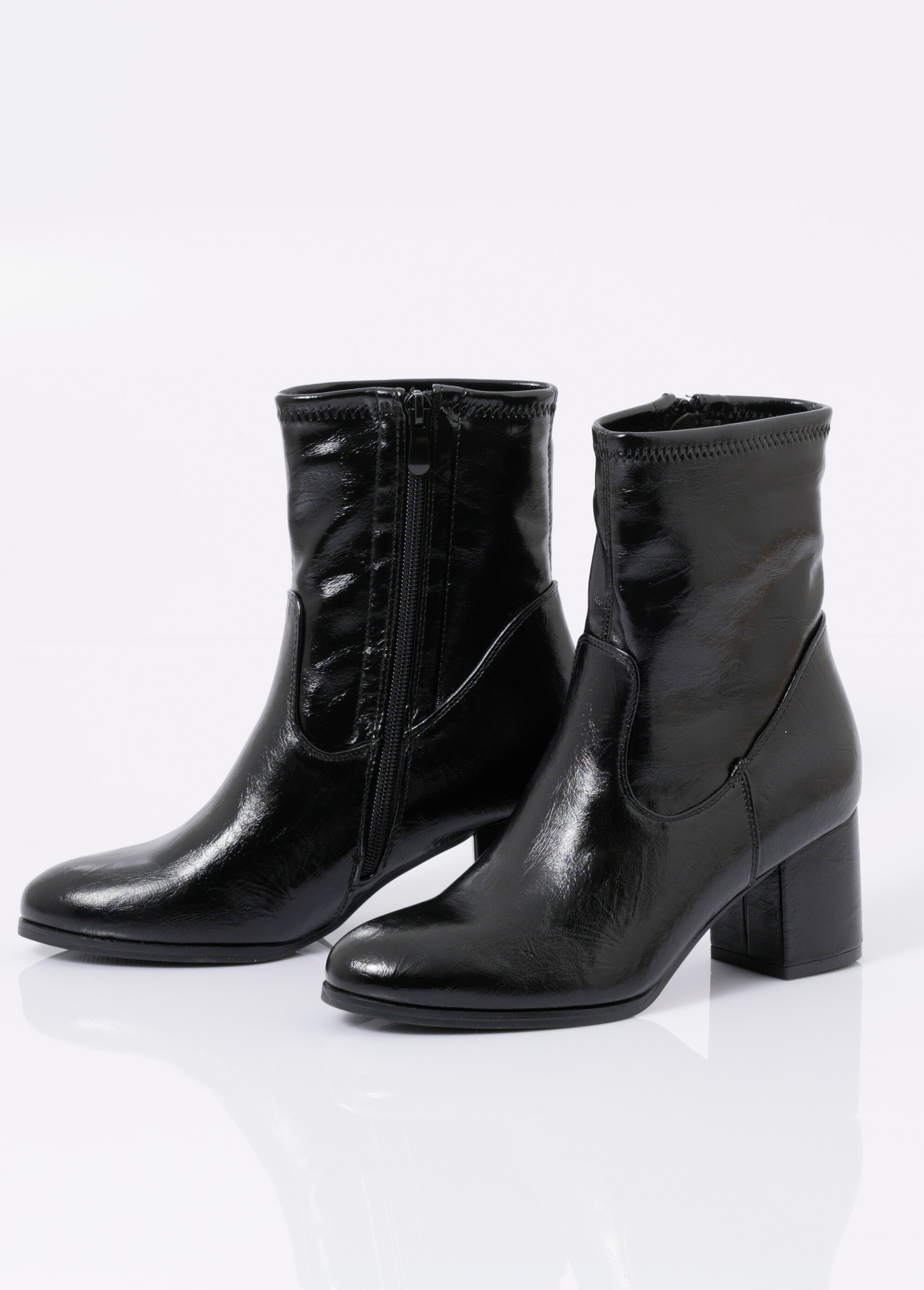 Bottines à talon en simili aspect plissé Femme Noir MYSRA5509 DE1