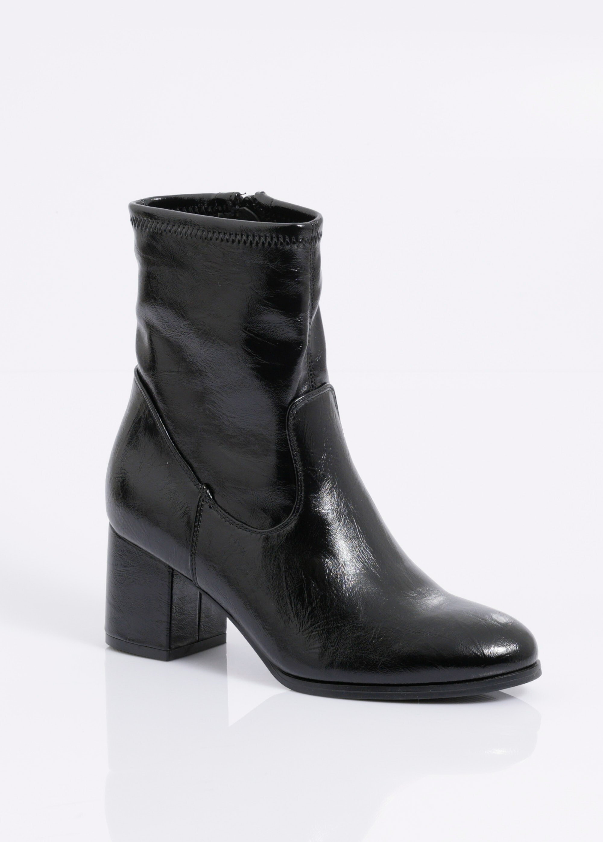 Bottines à talon en simili aspect plissé Femme Noir MYSRA5509 FA1