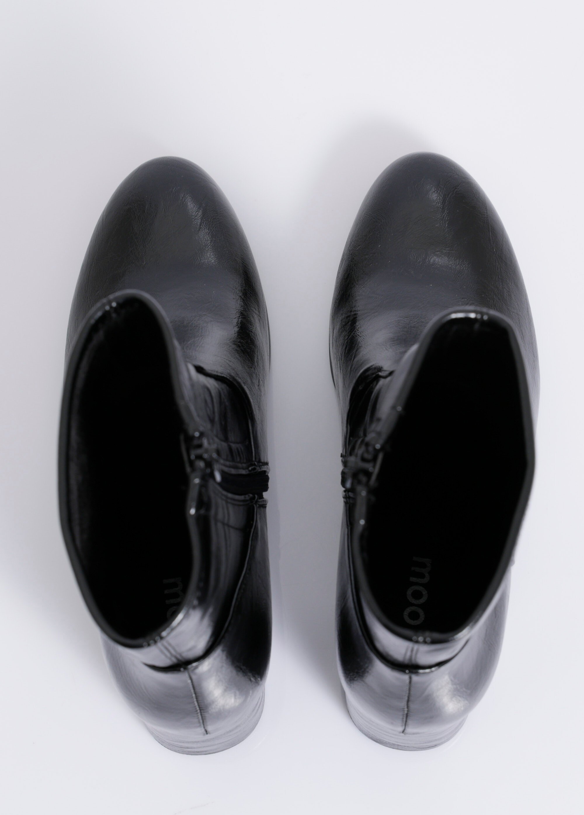 Bottines à talon en simili aspect plissé Femme Noir MYSRA5509 OV1