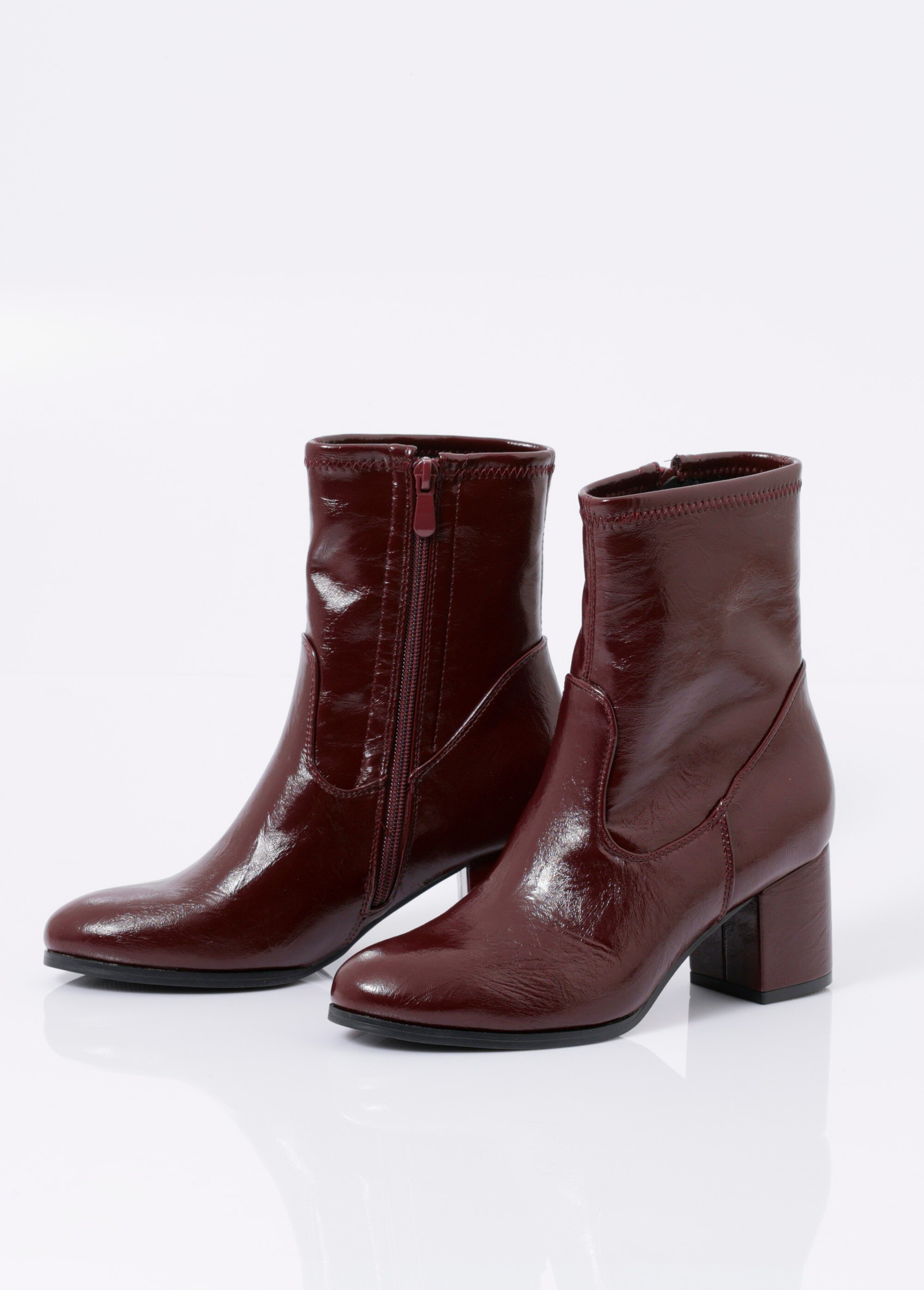Bottines à talon en simili aspect plissé Femme Rouge MYSRA5509 DE1