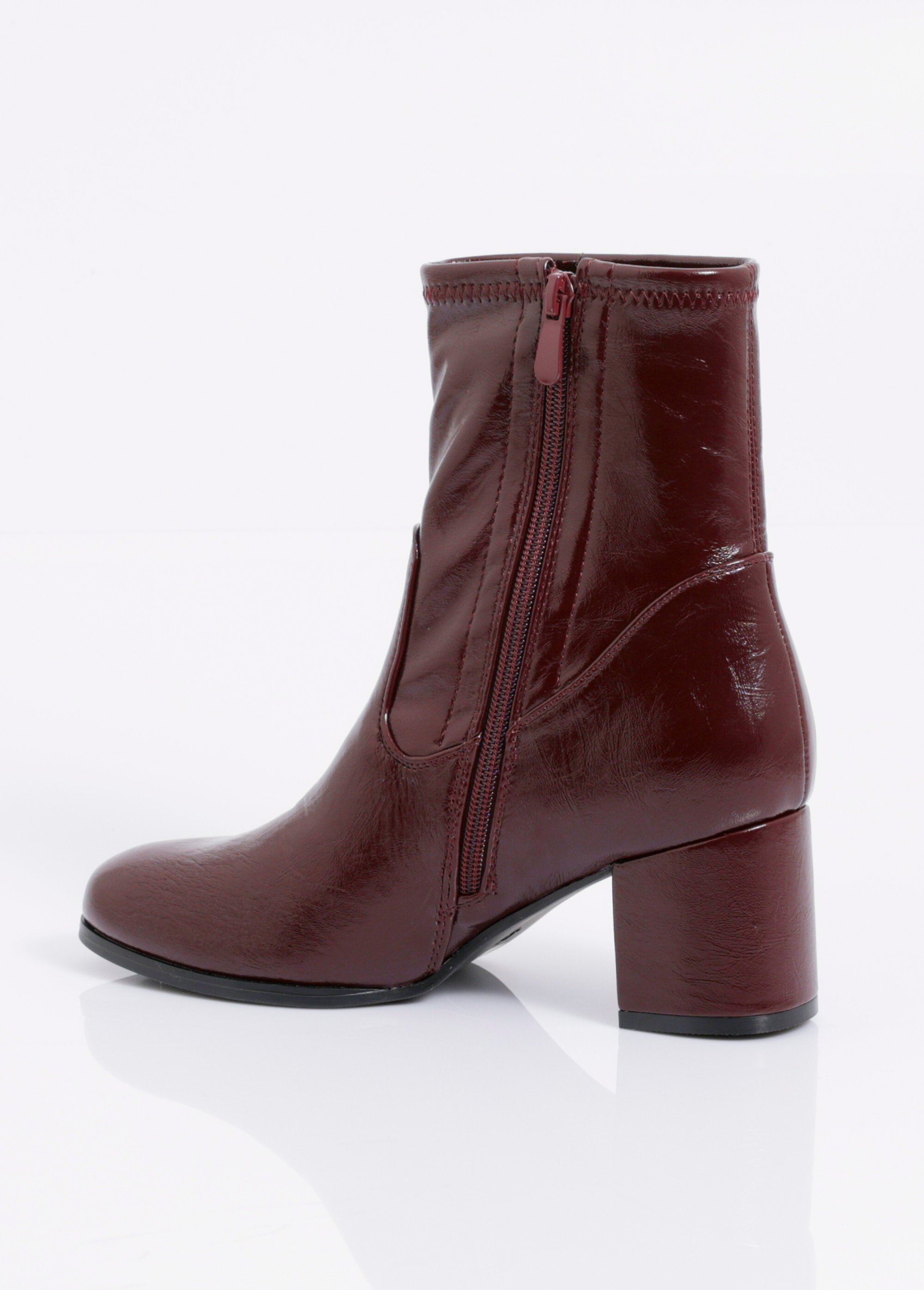 Bottines à talon en simili aspect plissé Femme Rouge MYSRA5509 DO1