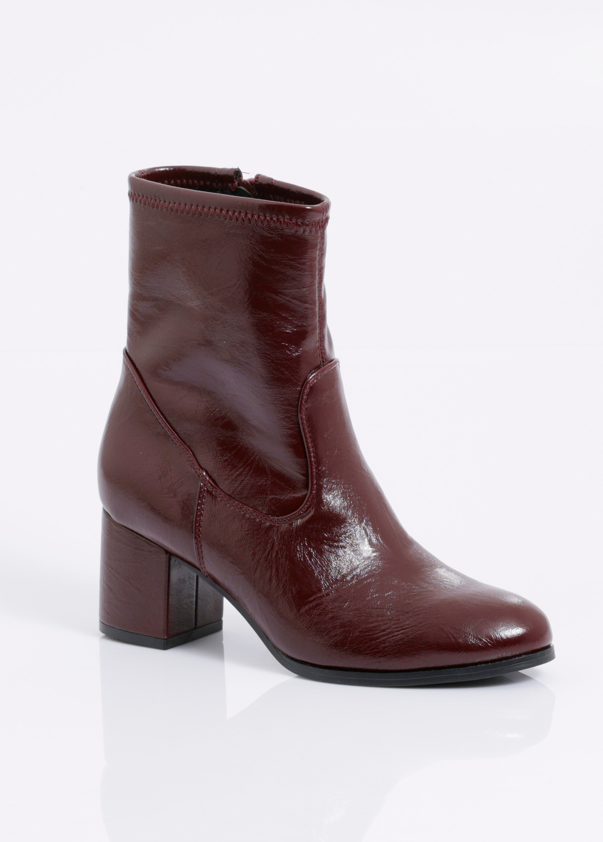 Bottines à talon en simili aspect plissé Femme Rouge MYSRA5509 FA1