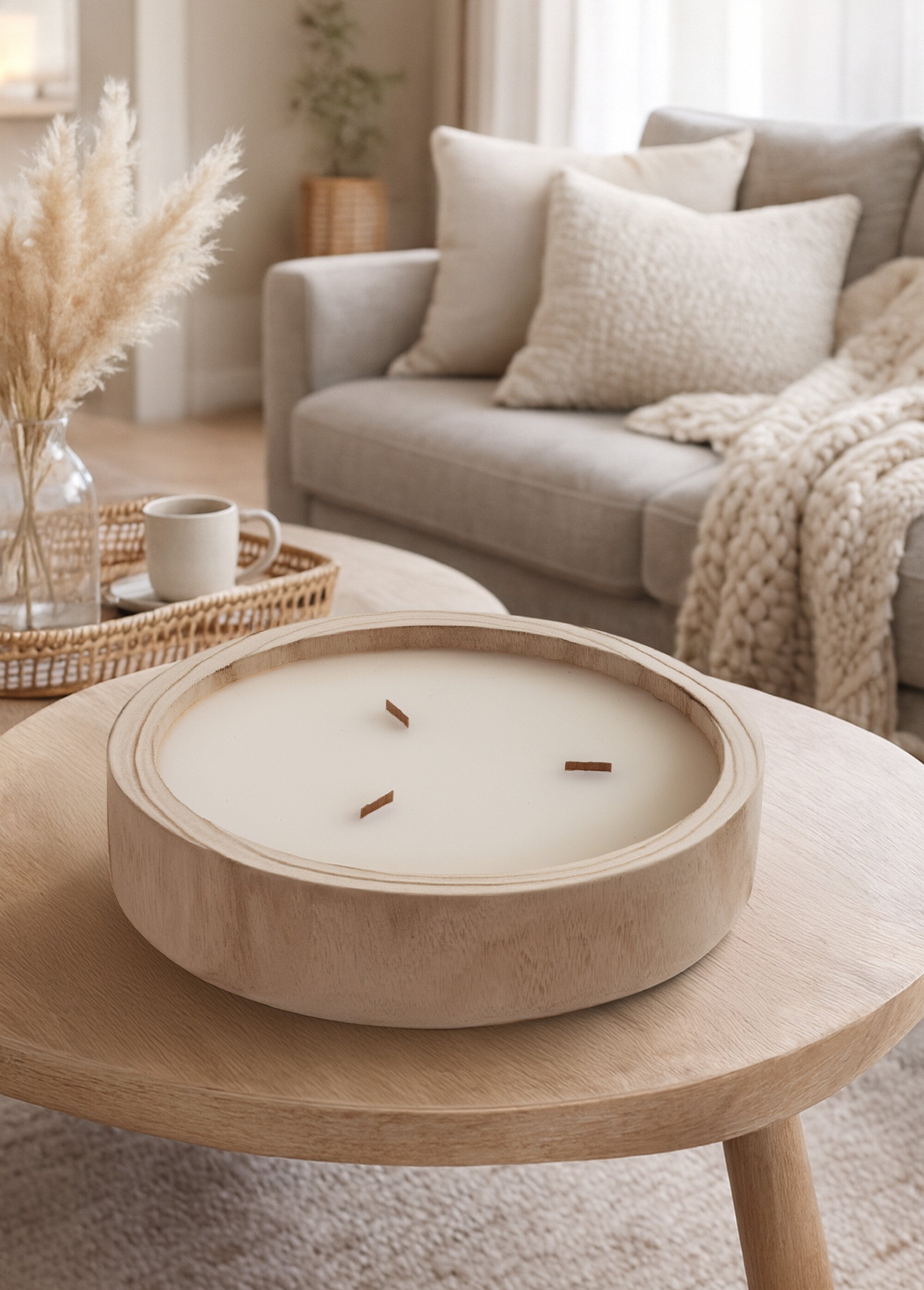 Bougie parfumée 3 mèches contenant bois Doré JJA-211703 SI1