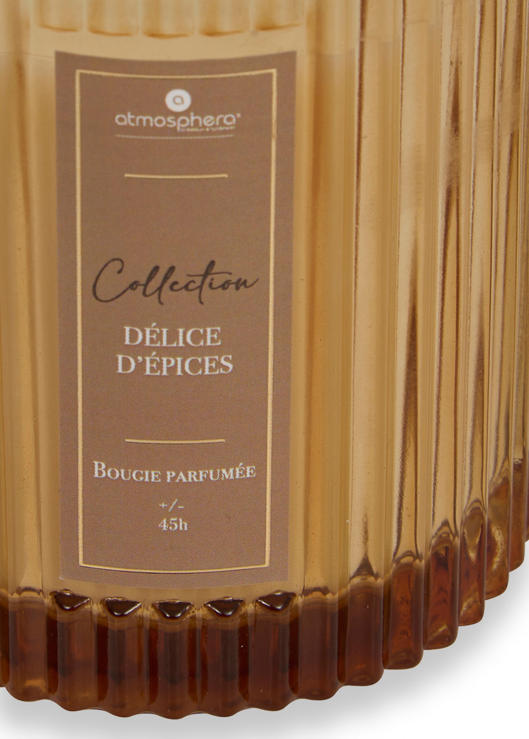 Bougie parfumée avec pot en verre strié DELICE D EPICES JJA-211726B DE1