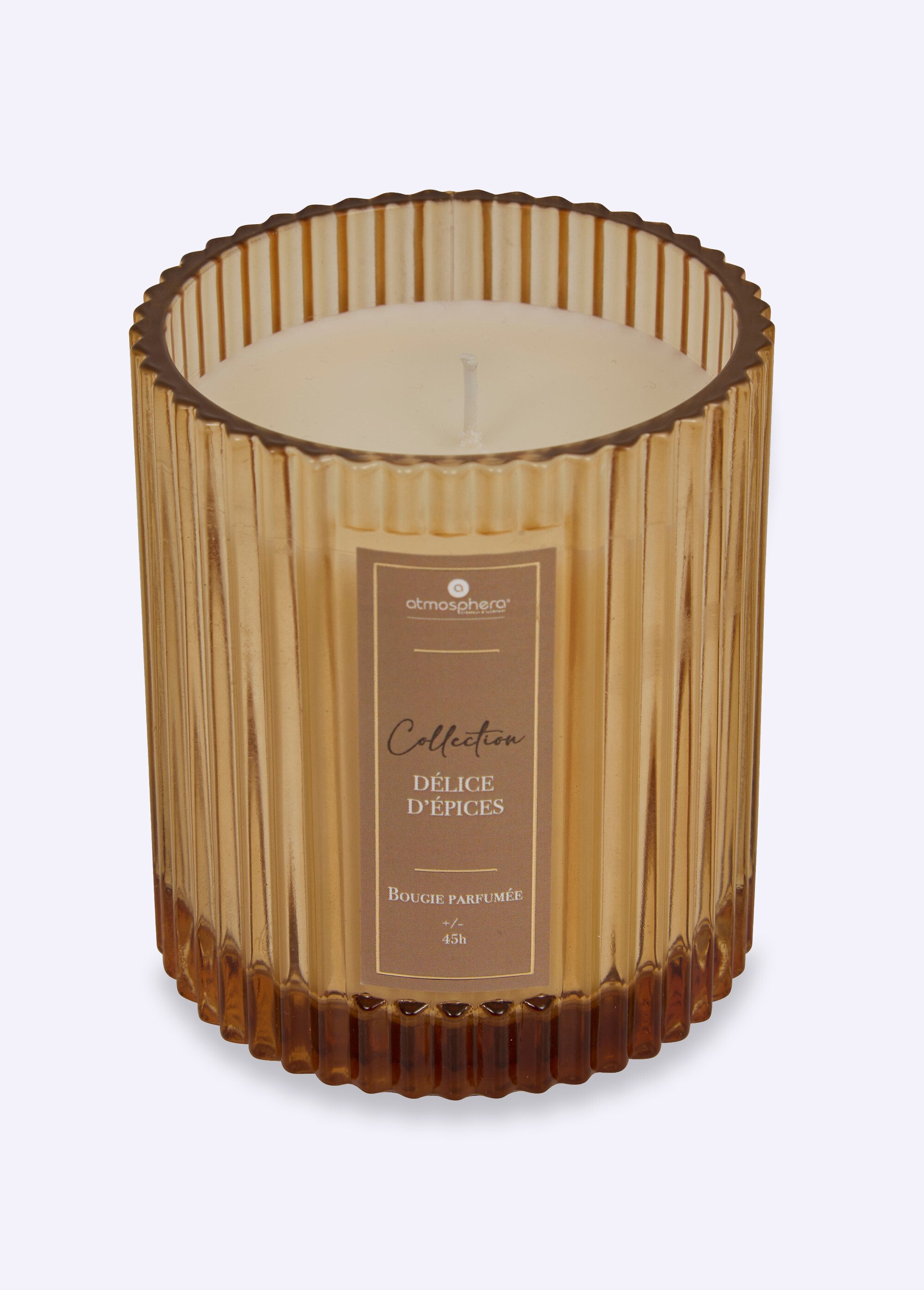 Bougie parfumée avec pot en verre strié DELICE D EPICES JJA-211726B FA1