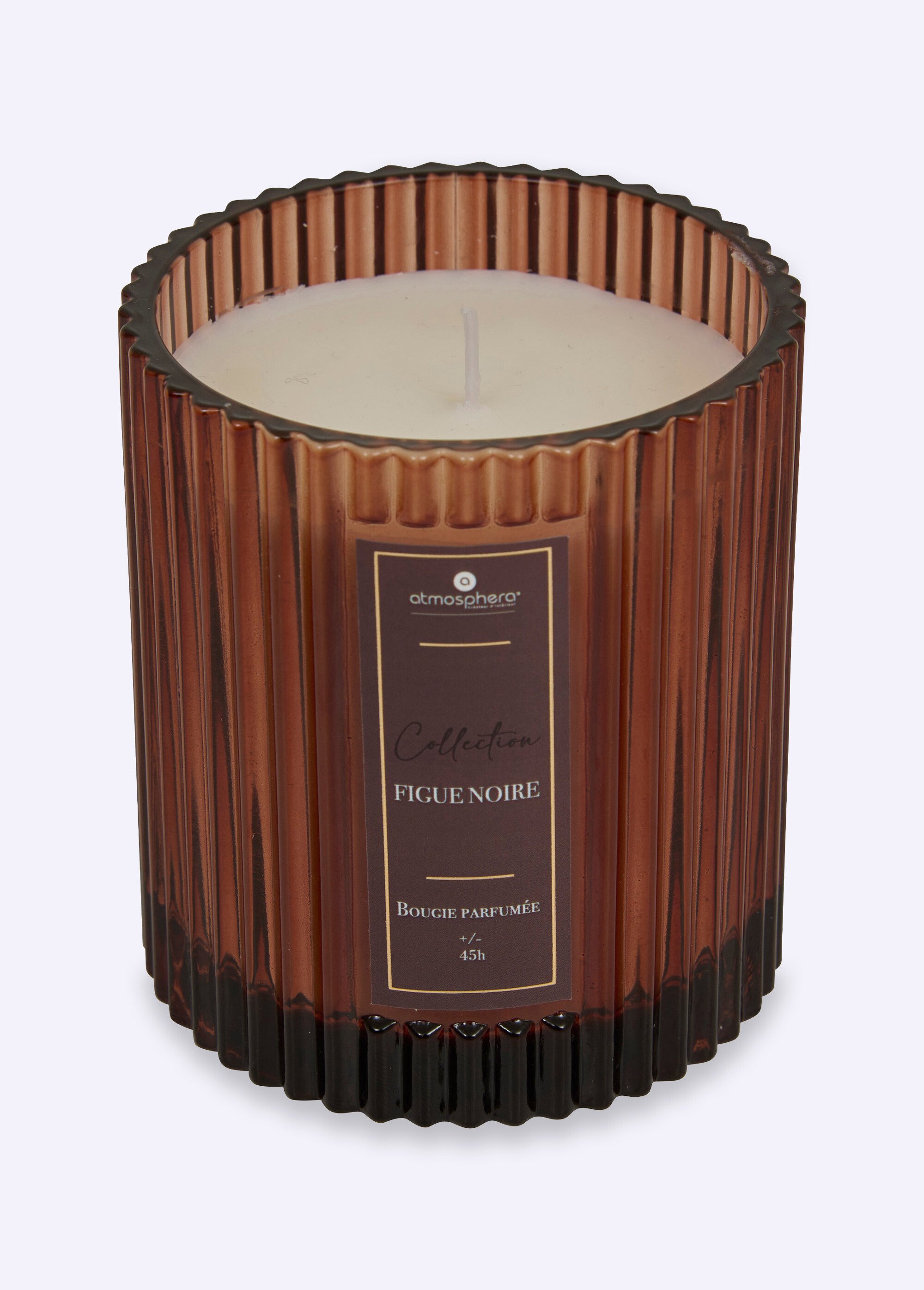 Bougie parfumée avec pot en verre strié FIGUE NOIRE JJA-211726B FA1