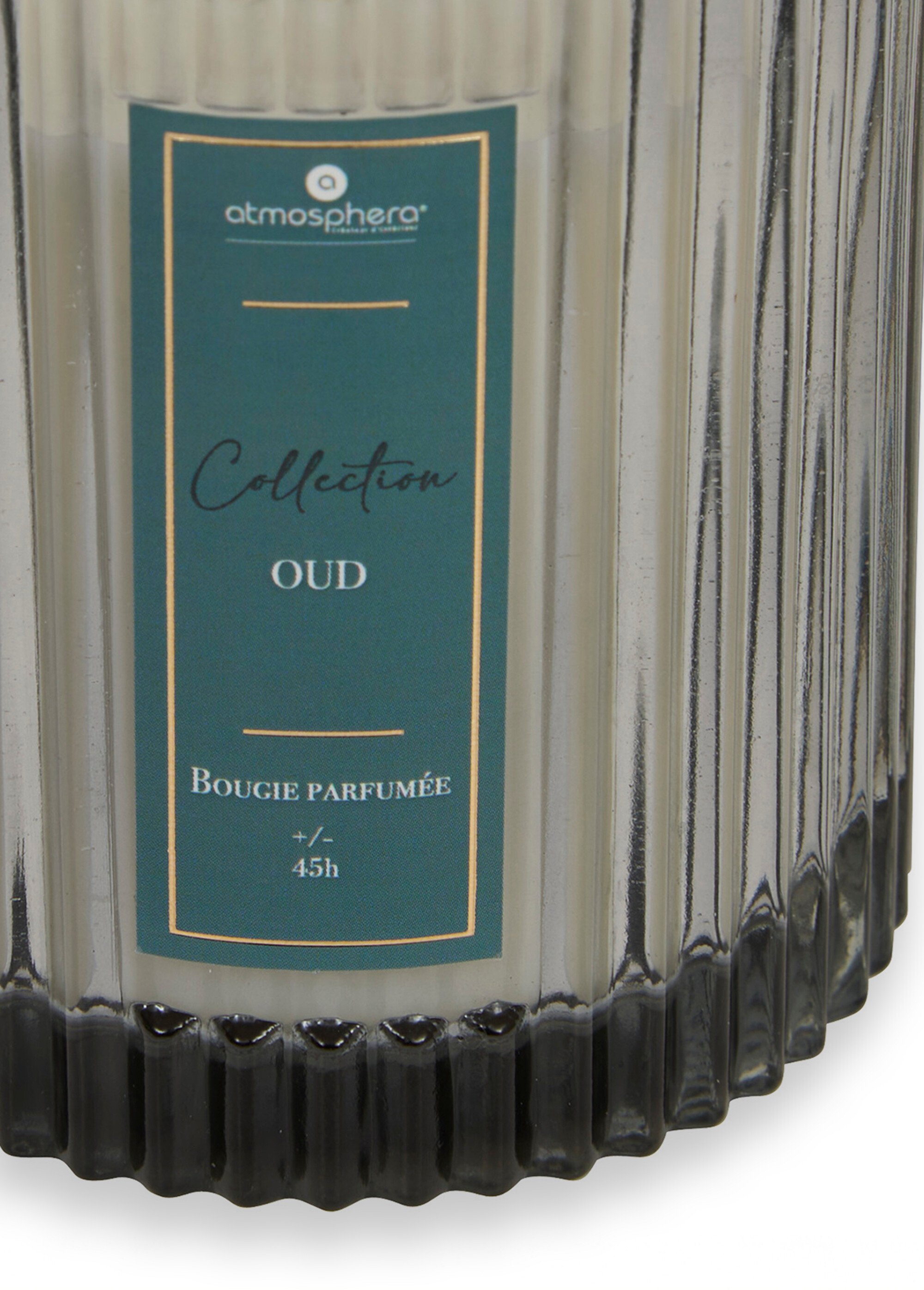 Bougie parfumée avec pot en verre strié OUD JJA-211726B DE1