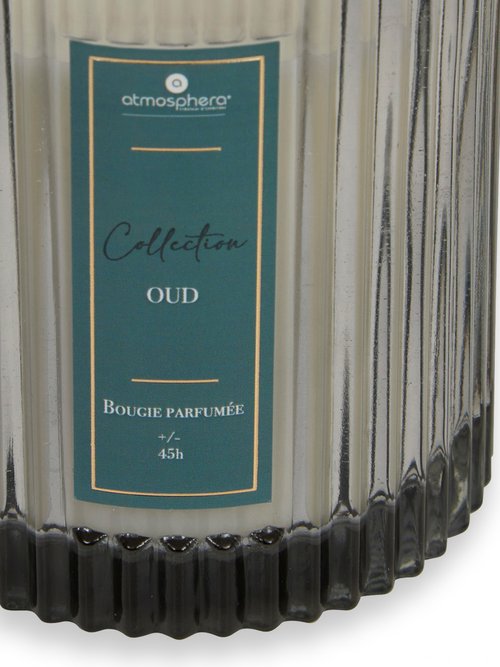 Bougie parfumée avec pot en verre strié OUD JJA-211726B DE1