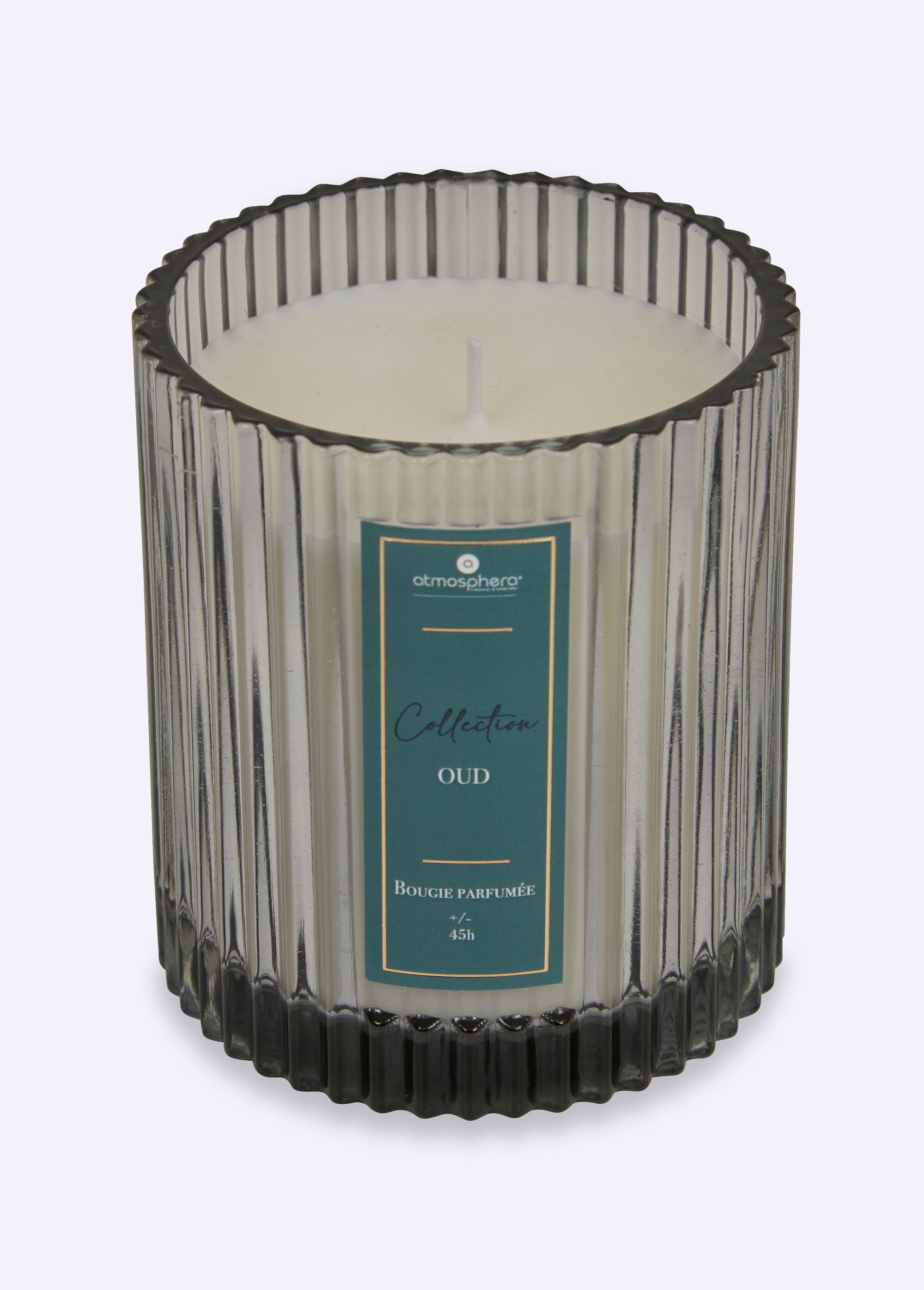 Bougie parfumée avec pot en verre strié