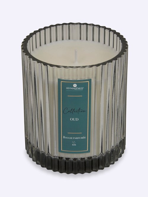 Bougie parfumée avec pot en verre strié OUD JJA-211726B FA1