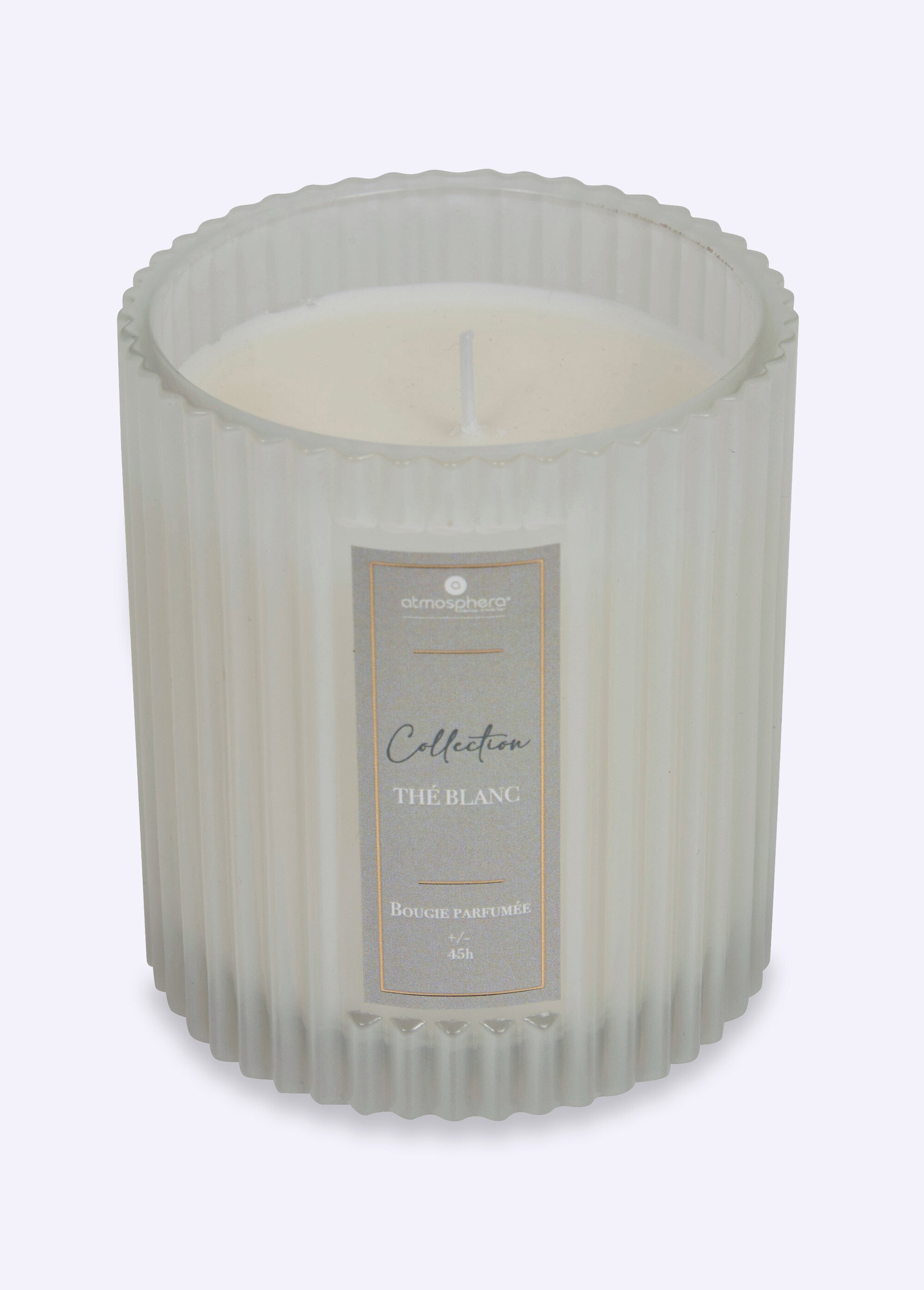 Bougie parfumée avec pot en verre strié THE BLANC JJA-211726B FA1