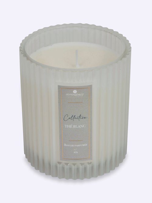 Bougie parfumée avec pot en verre strié THE BLANC JJA-211726B FA1