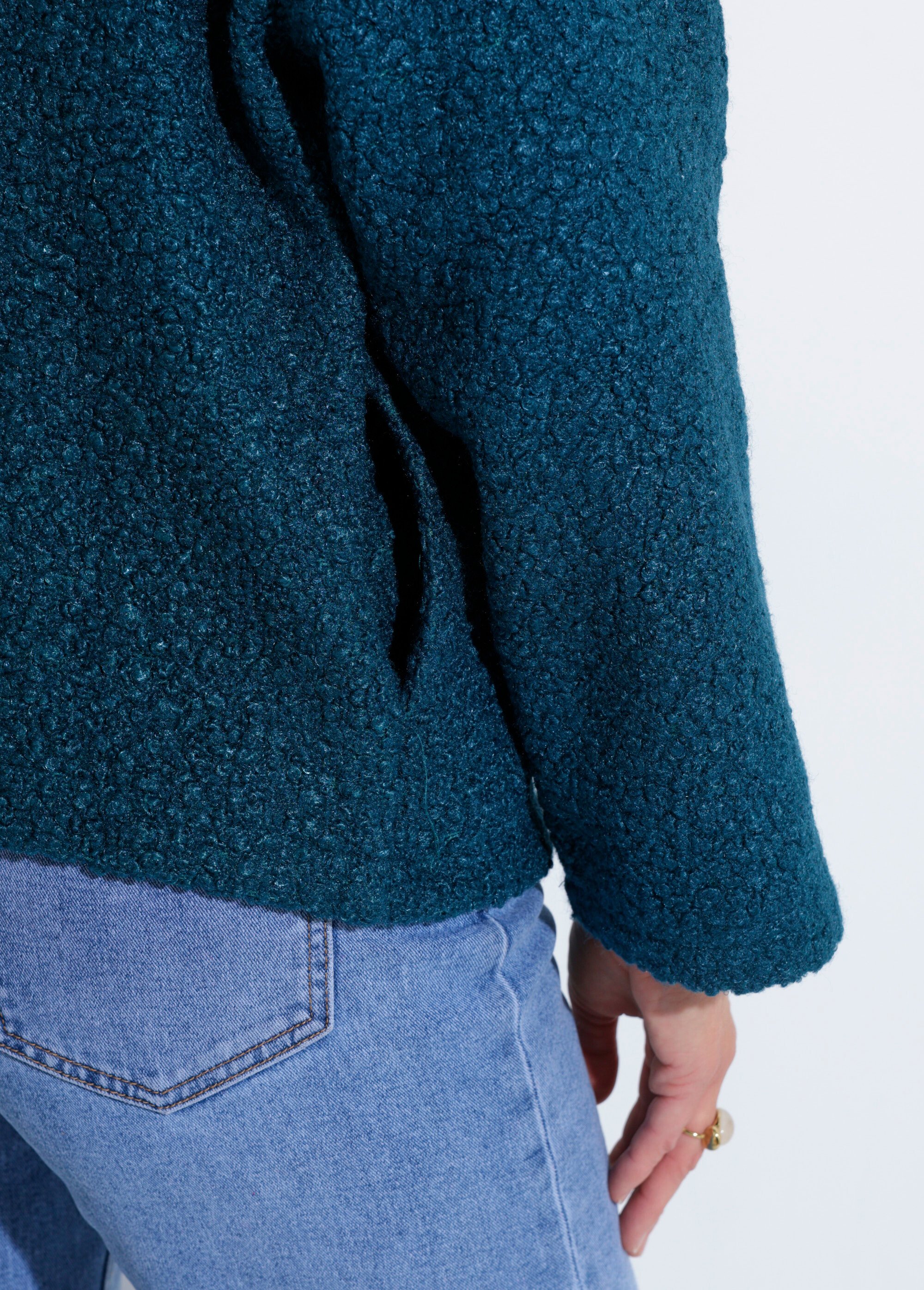 Caban court uni façon laine bouclée Femme Vert TM-CACOURBOU DE2