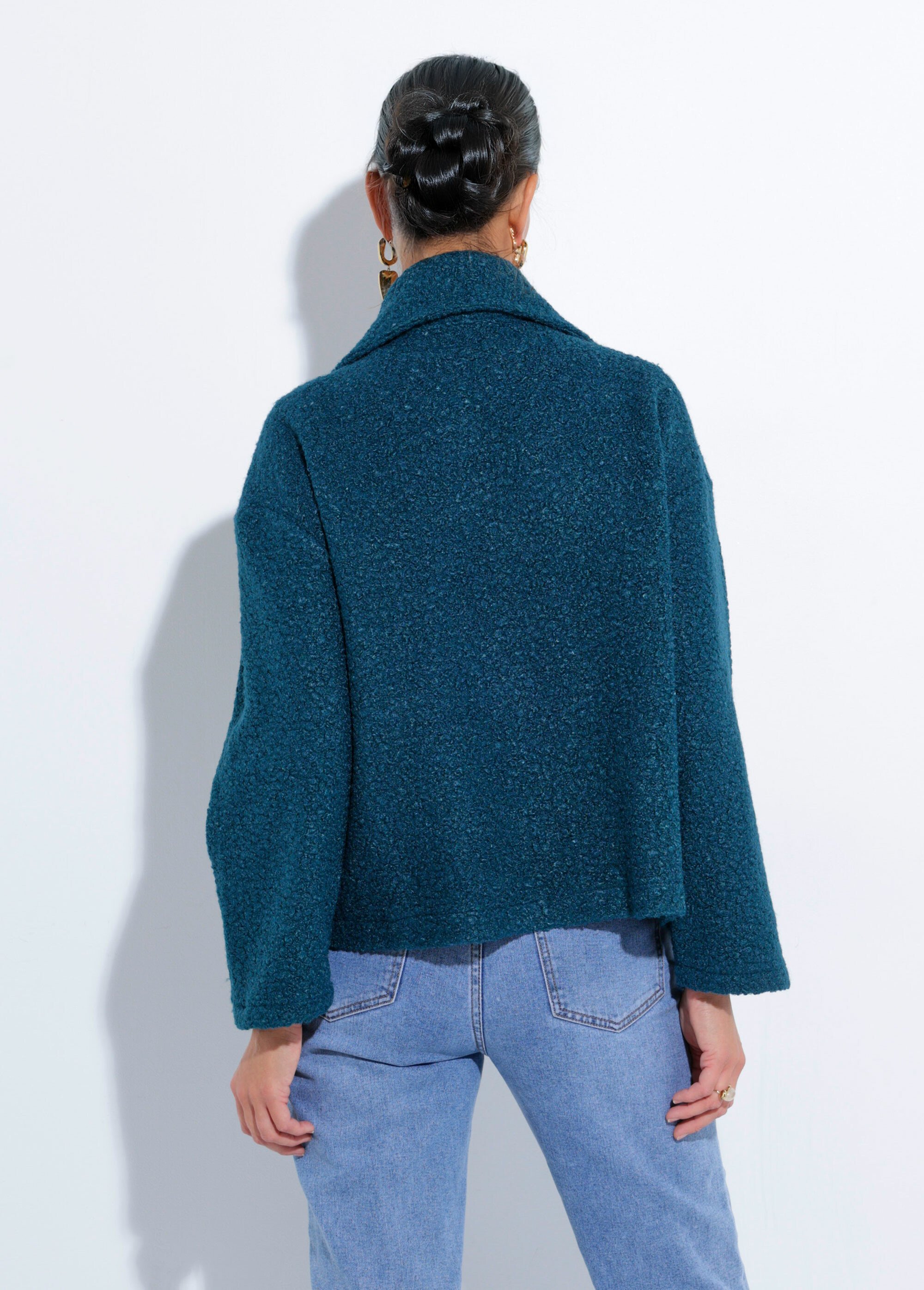 Caban court uni façon laine bouclée Femme Vert TM-CACOURBOU DO1