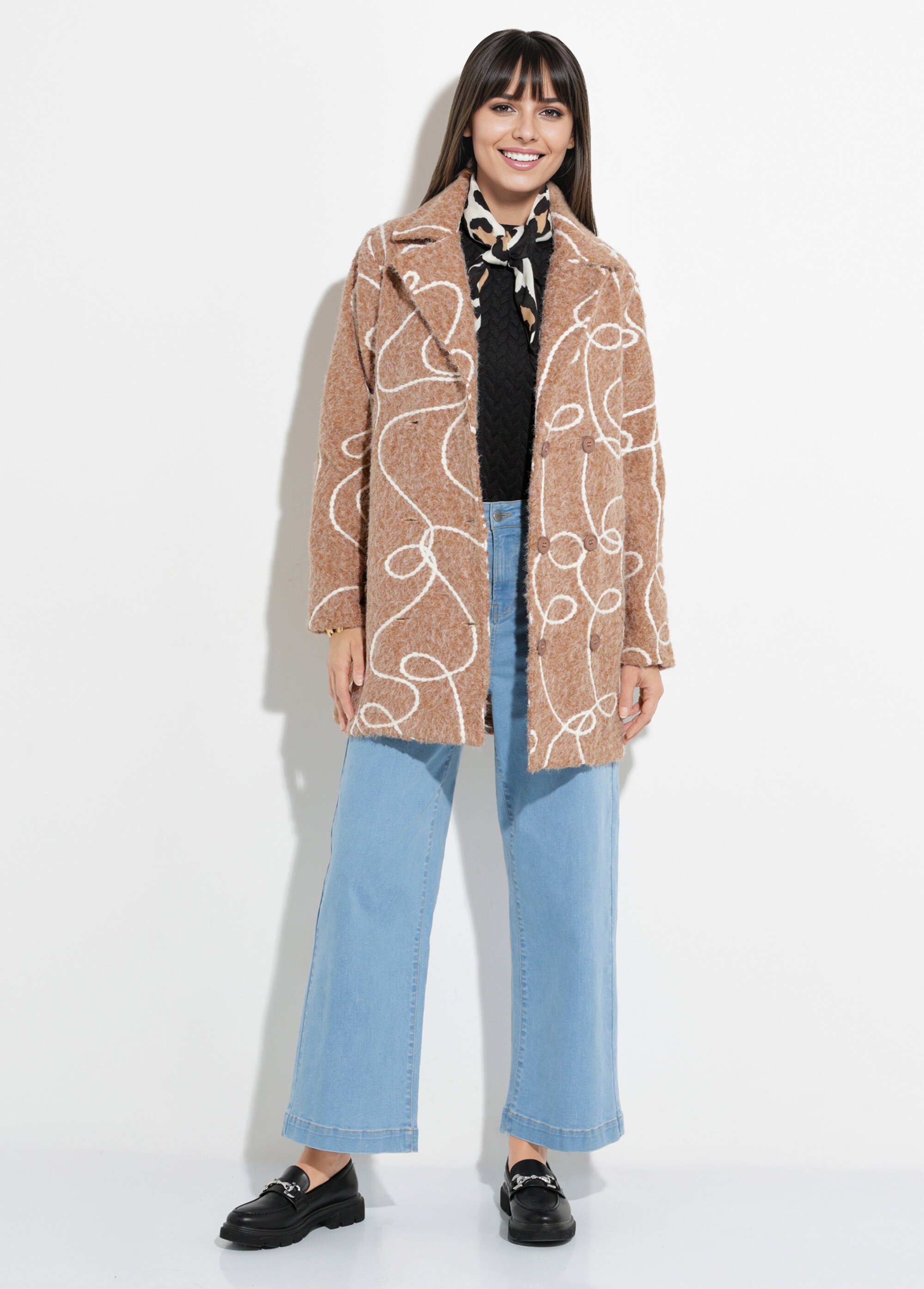 Caban long fantaisie type laine bouillie Femme Beige TM-CABALONVIC SF1