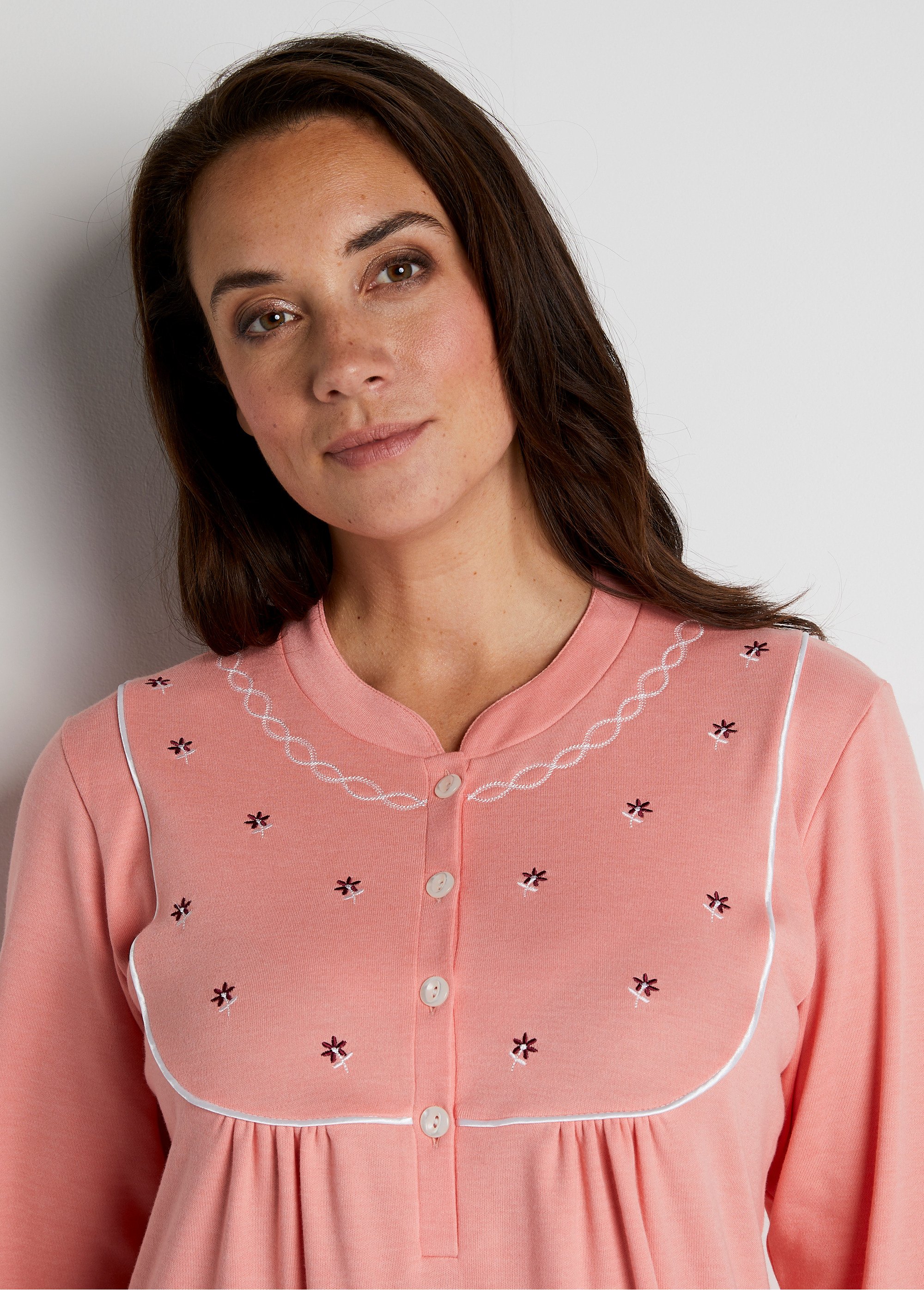 Chemise de nuit interlock boutonnée