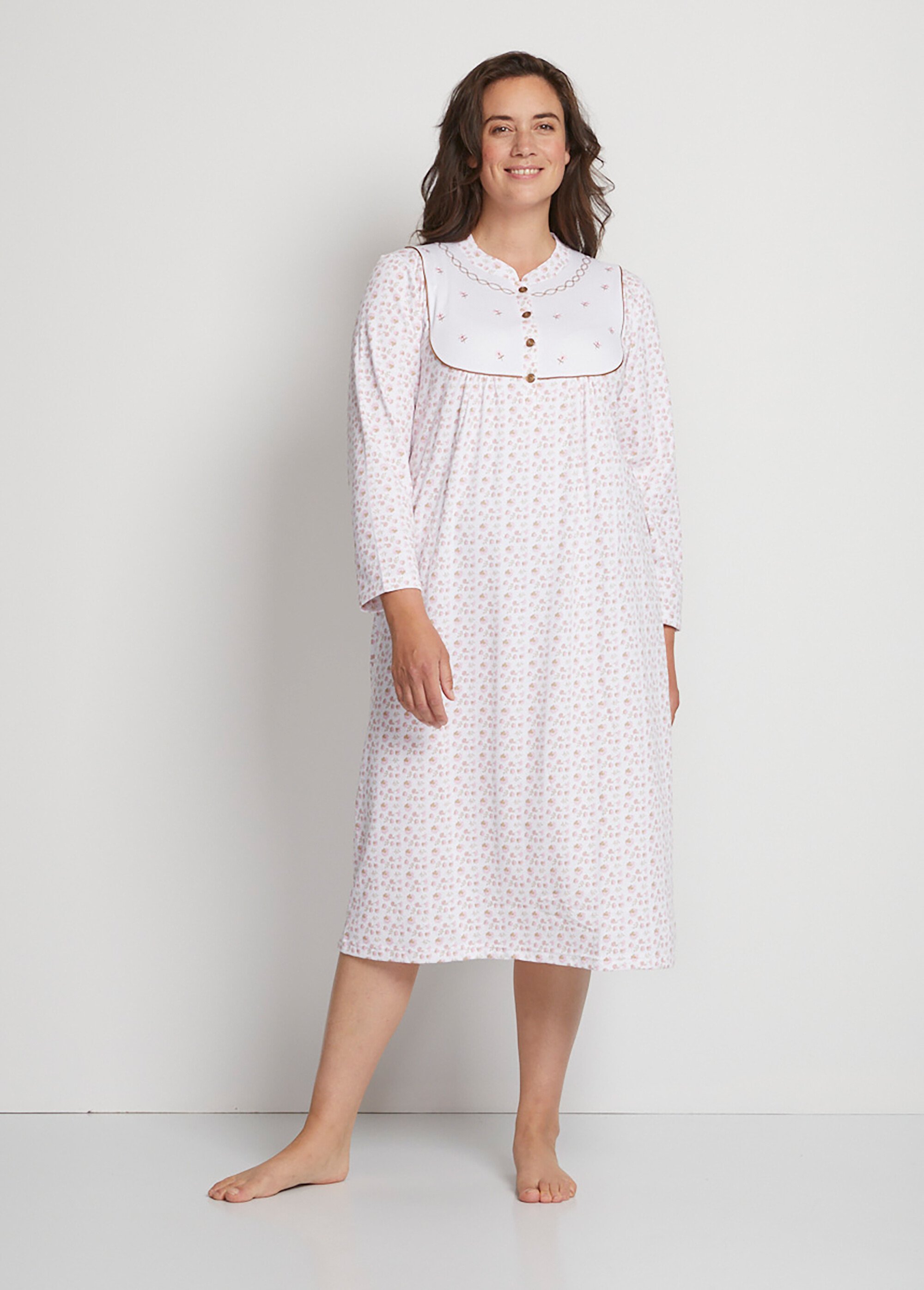 Chemise de nuit interlock boutonnée