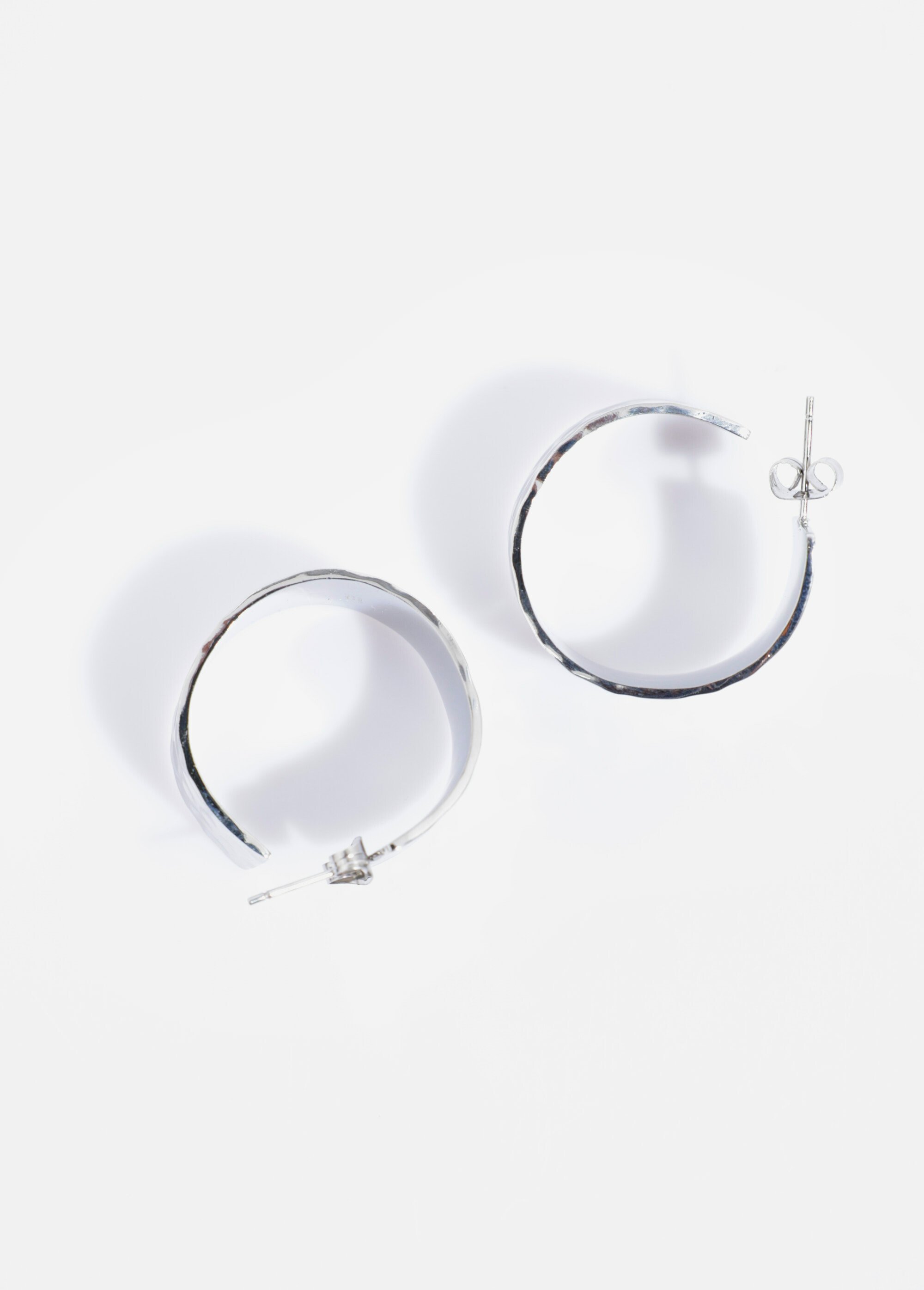 Créoles larges acier inoxydable martelé Argenté AE-BO811123 DE3