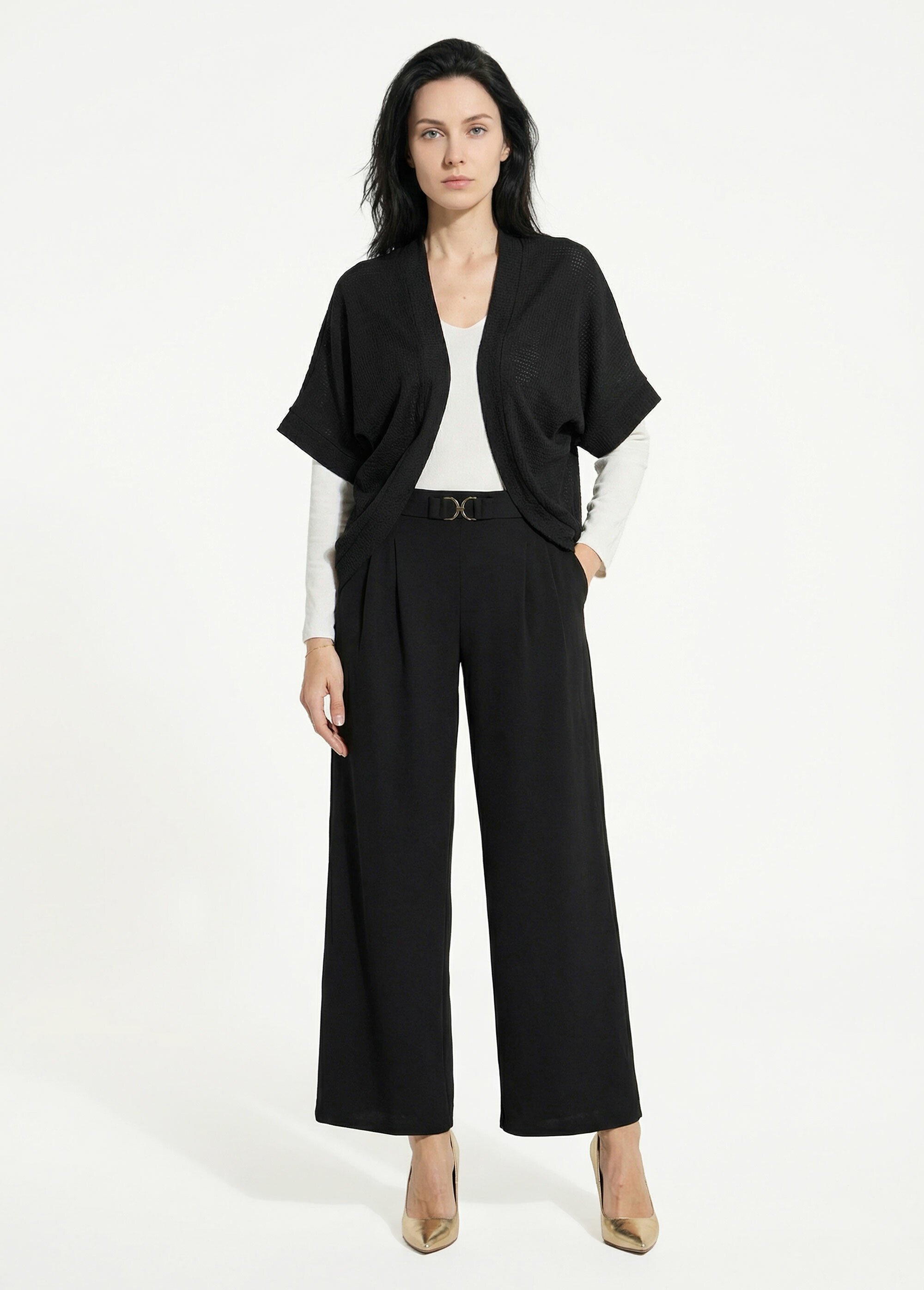 Gilet boléro en maille gaufrée Femme Noir TM-CLEMEO SF1