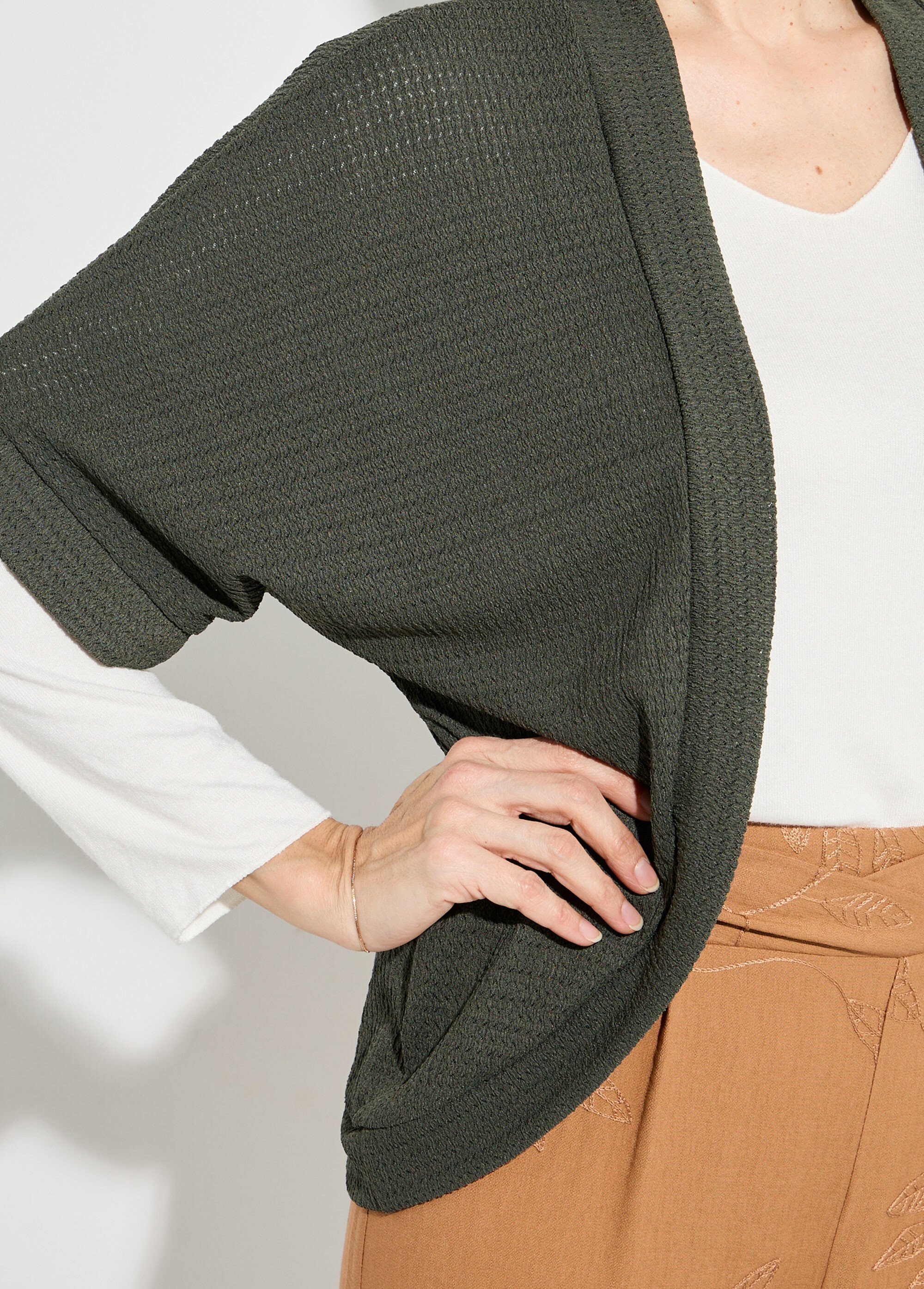 Gilet boléro en maille gaufrée