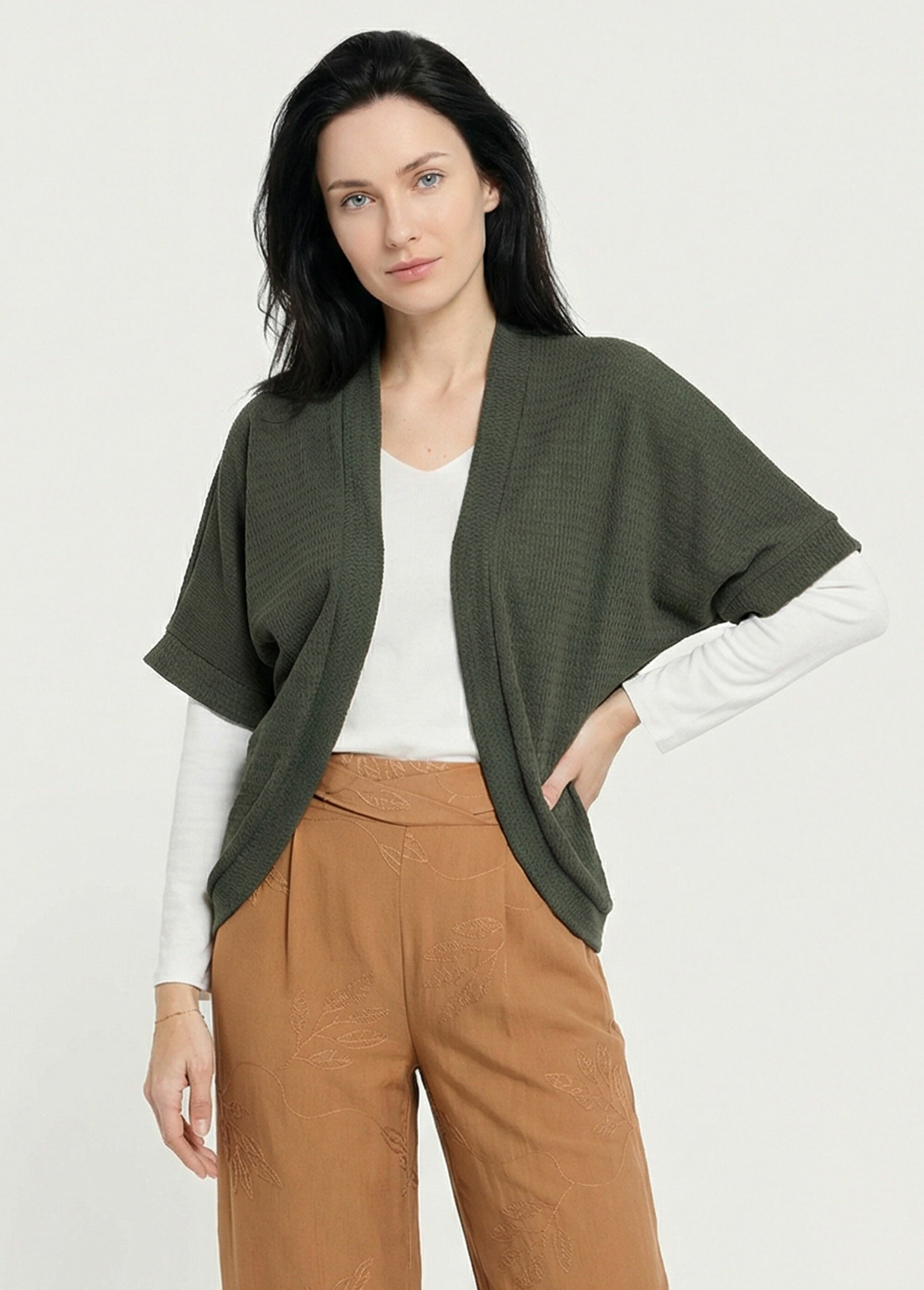 Gilet boléro en maille gaufrée