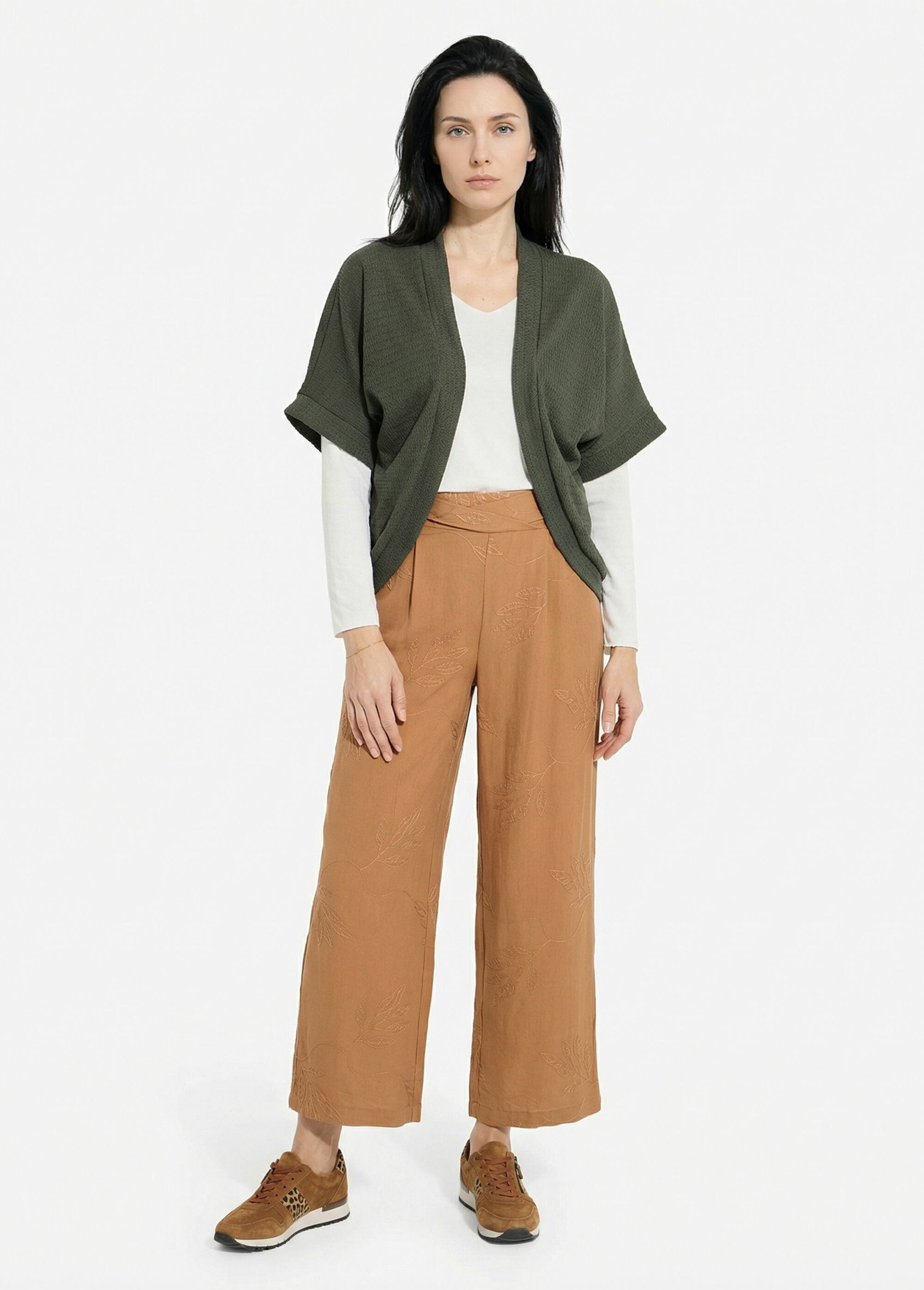 Gilet boléro en maille gaufrée Femme Vert TM-CLEMEO SF1