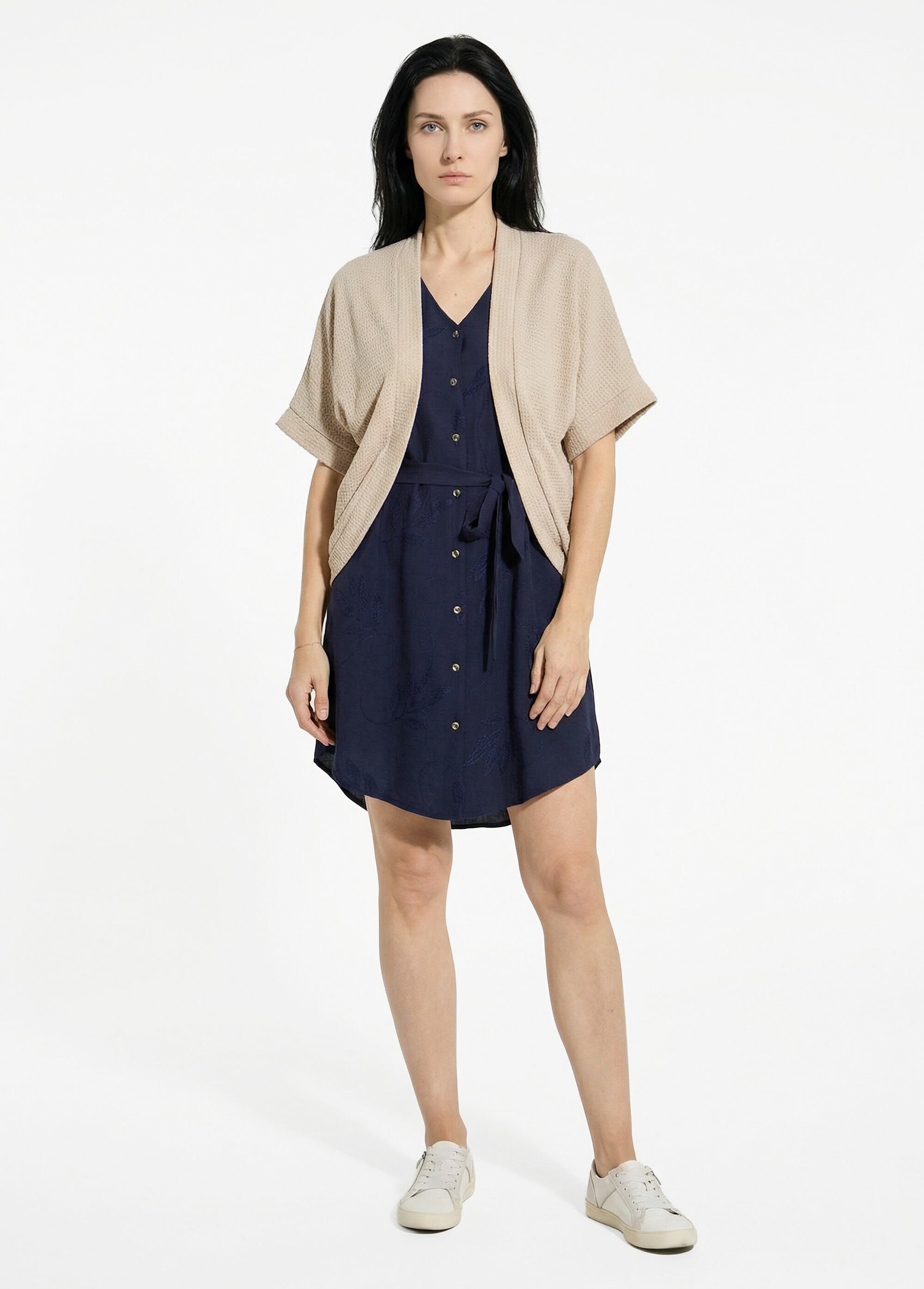 Gilet boléro en maille gaufrée Femme Beige TM-CLEMEO SF1