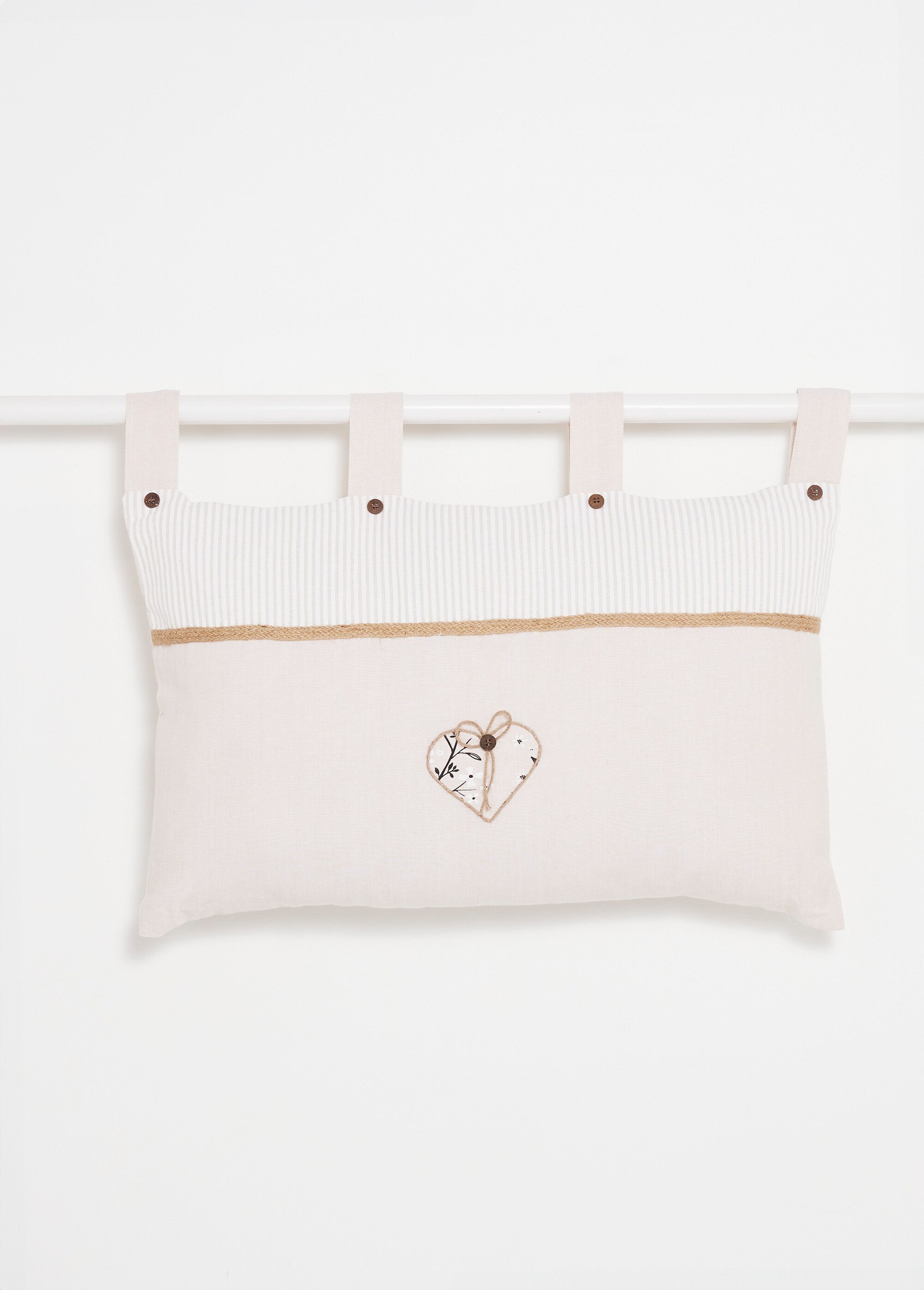 Coussin pour tête de lit, rayures et cœur