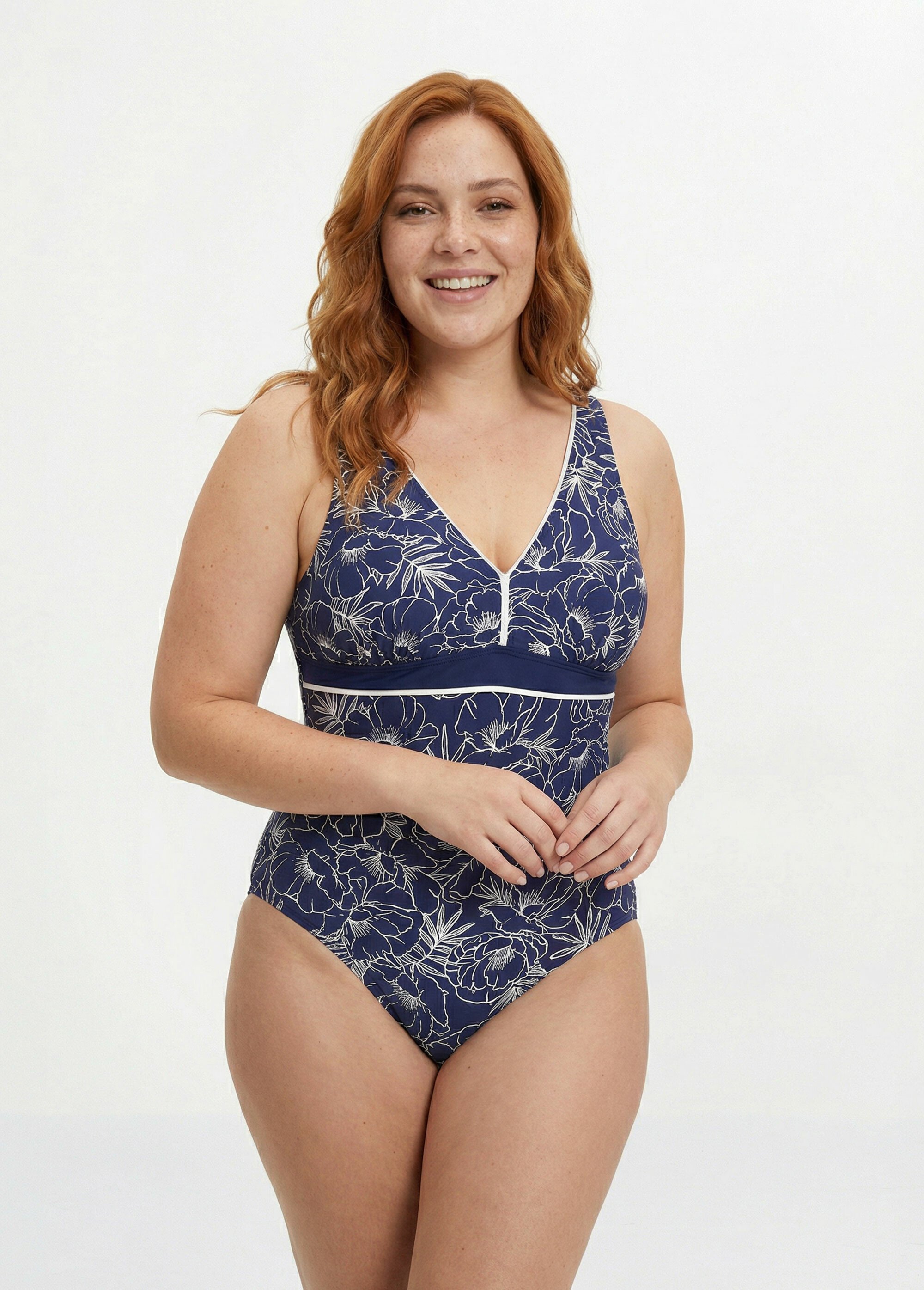 Maillot de bain 1 pièce V, fleuri