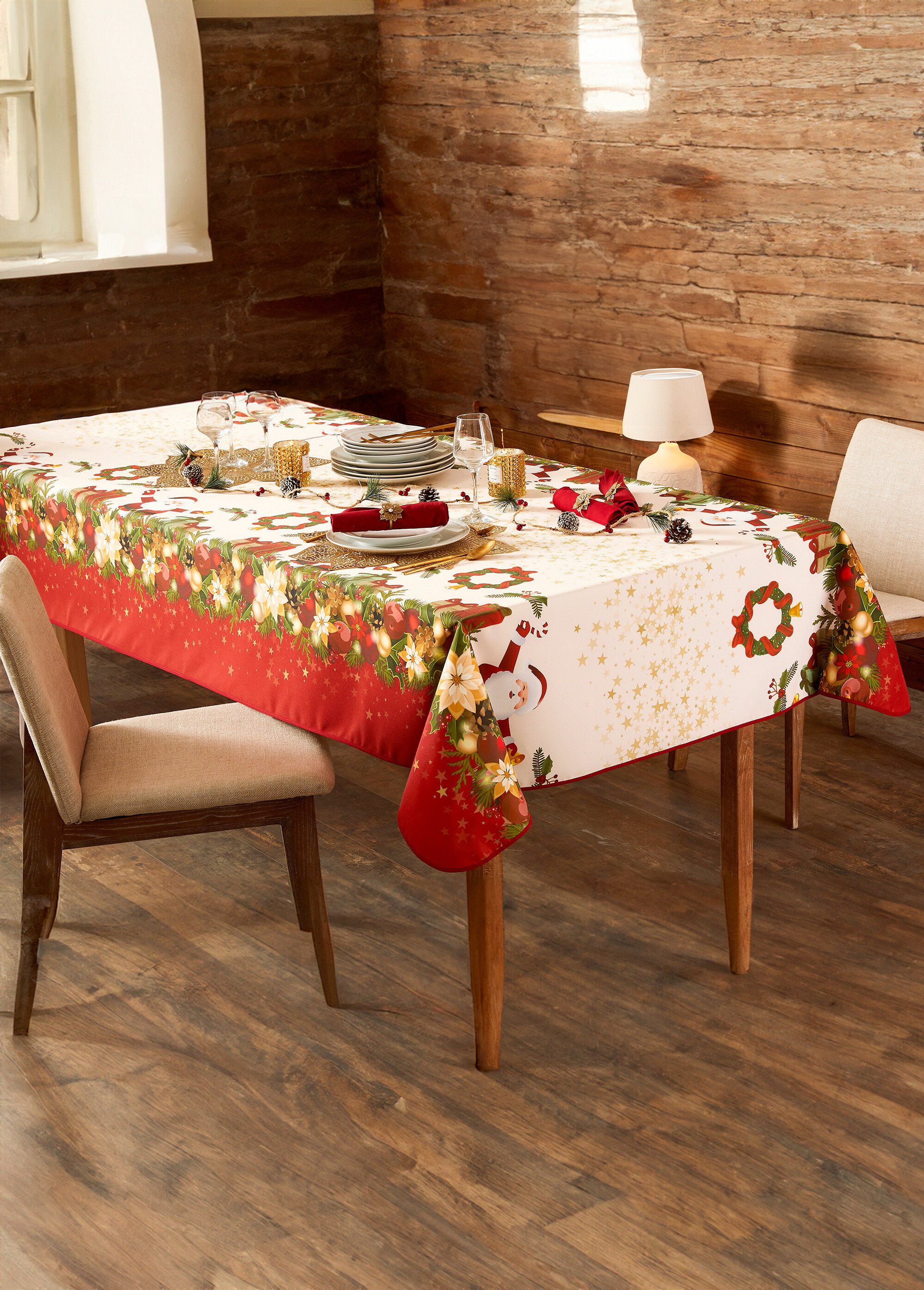 Nappe de Noël Rouge RENNE FA1