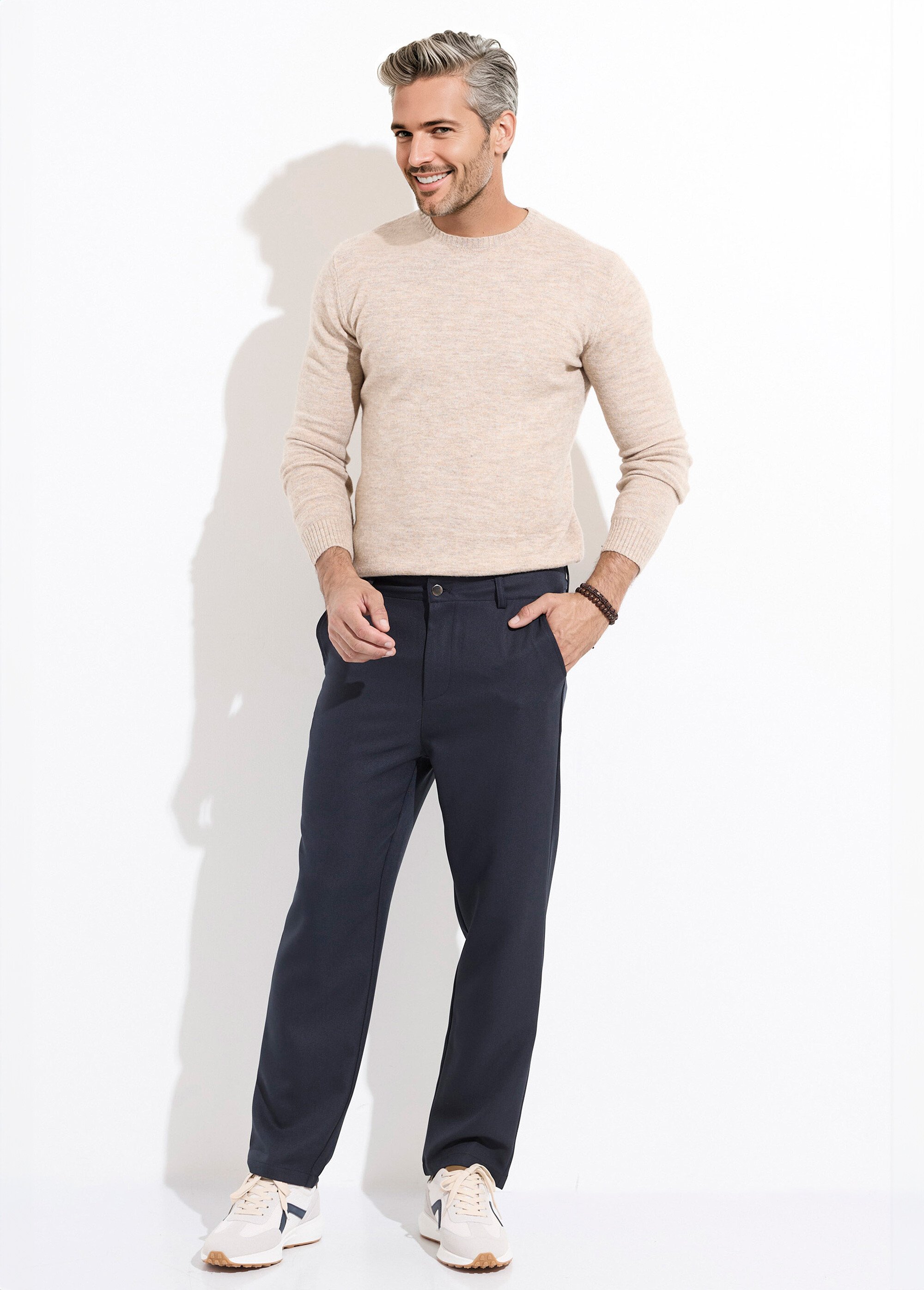 Pantalon coupe droite, style casual chic Homme Bleu FRIPANQQ108Y60 SF1