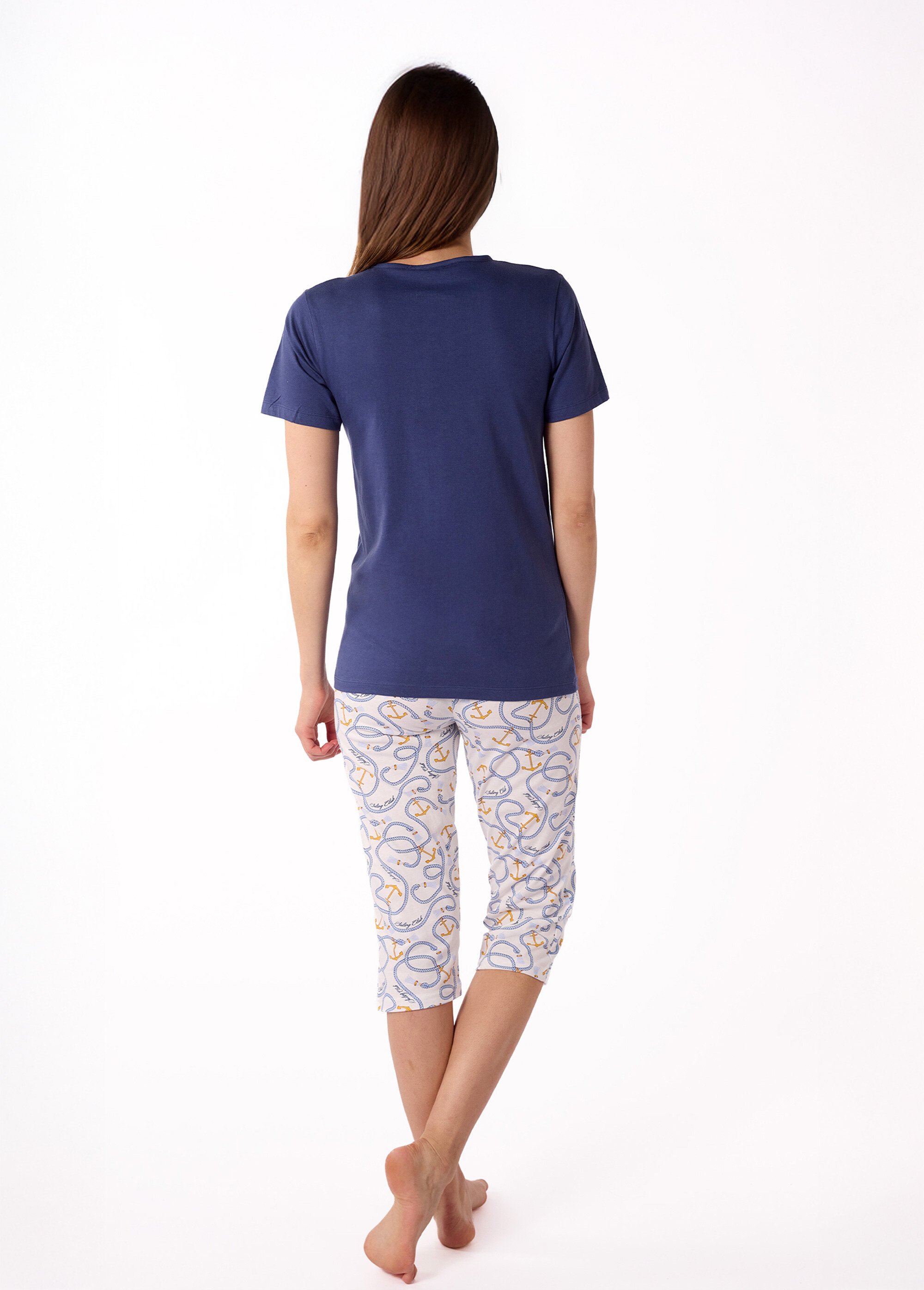 Pyjama 2 pièces corsaire motif marin Femme Bleu BE.AILO.PCOGT DO1