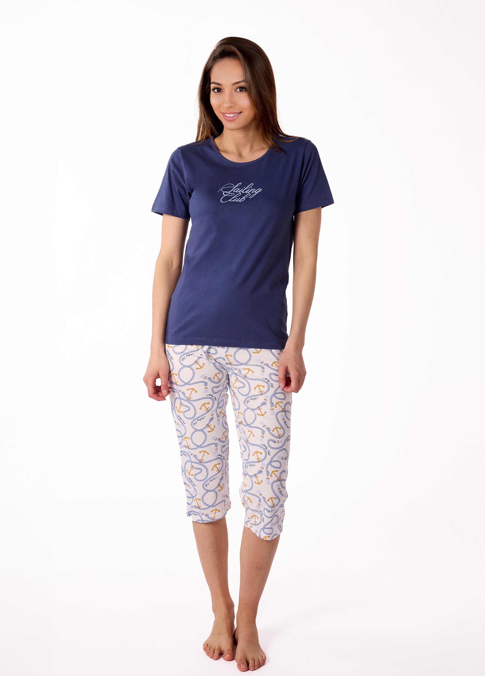 Pyjama 2 pièces corsaire motif marin Femme Bleu BE.AILO.PCOGT FA1