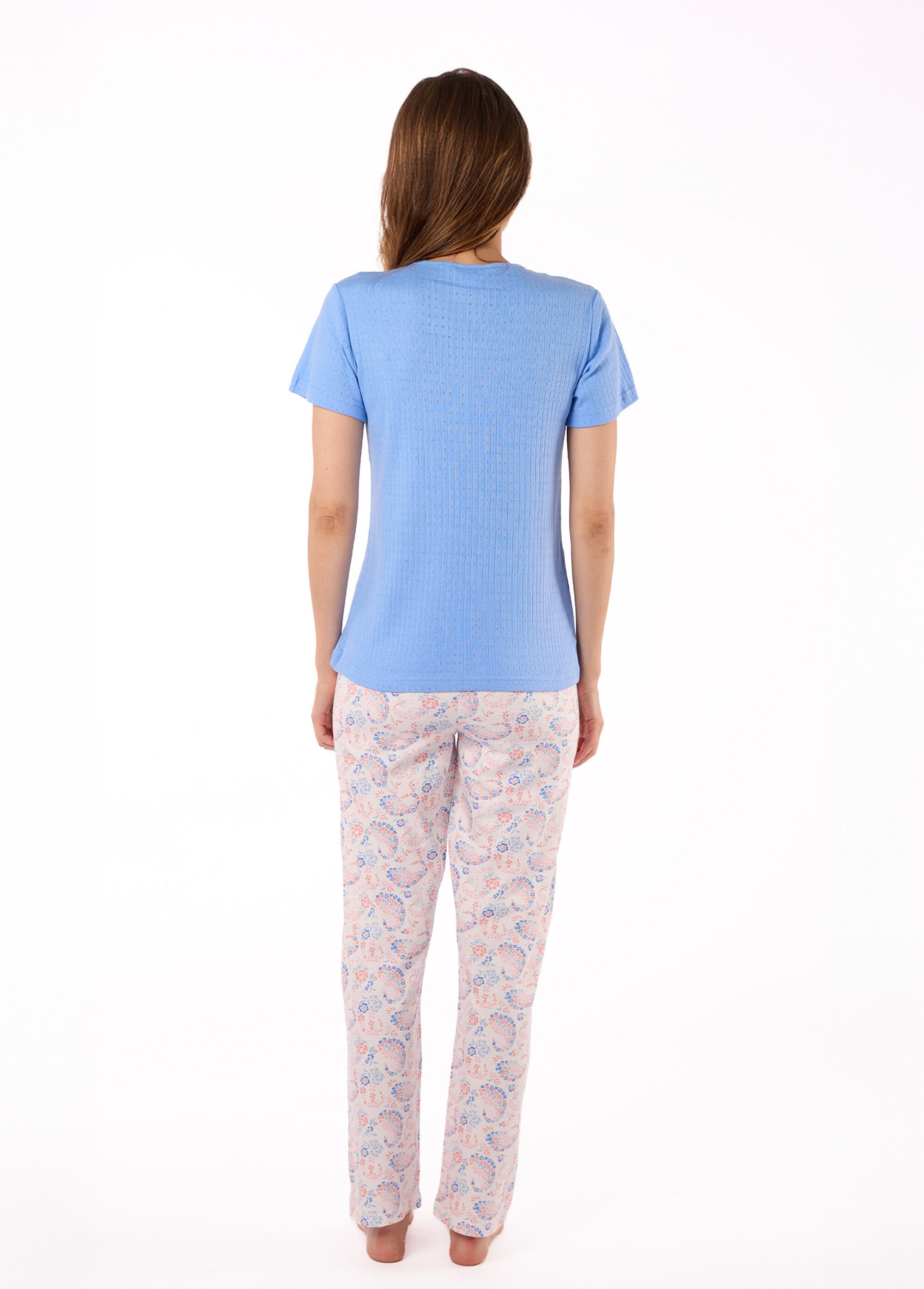 Pyjama manches courtes maille pointelle Femme Violet BE.DARJ.PYGT DO1