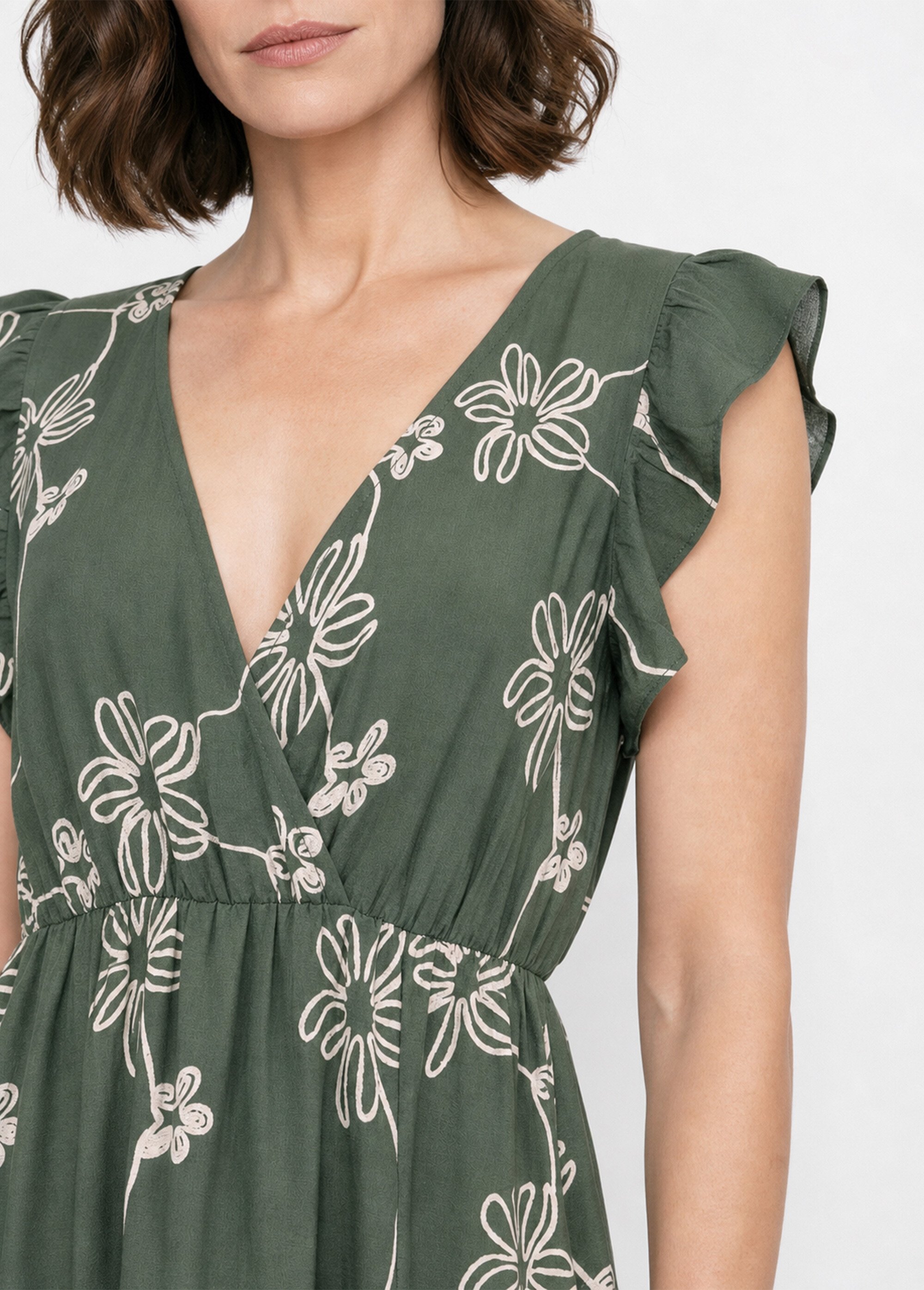 Robe longue cache cœur motif fleurs